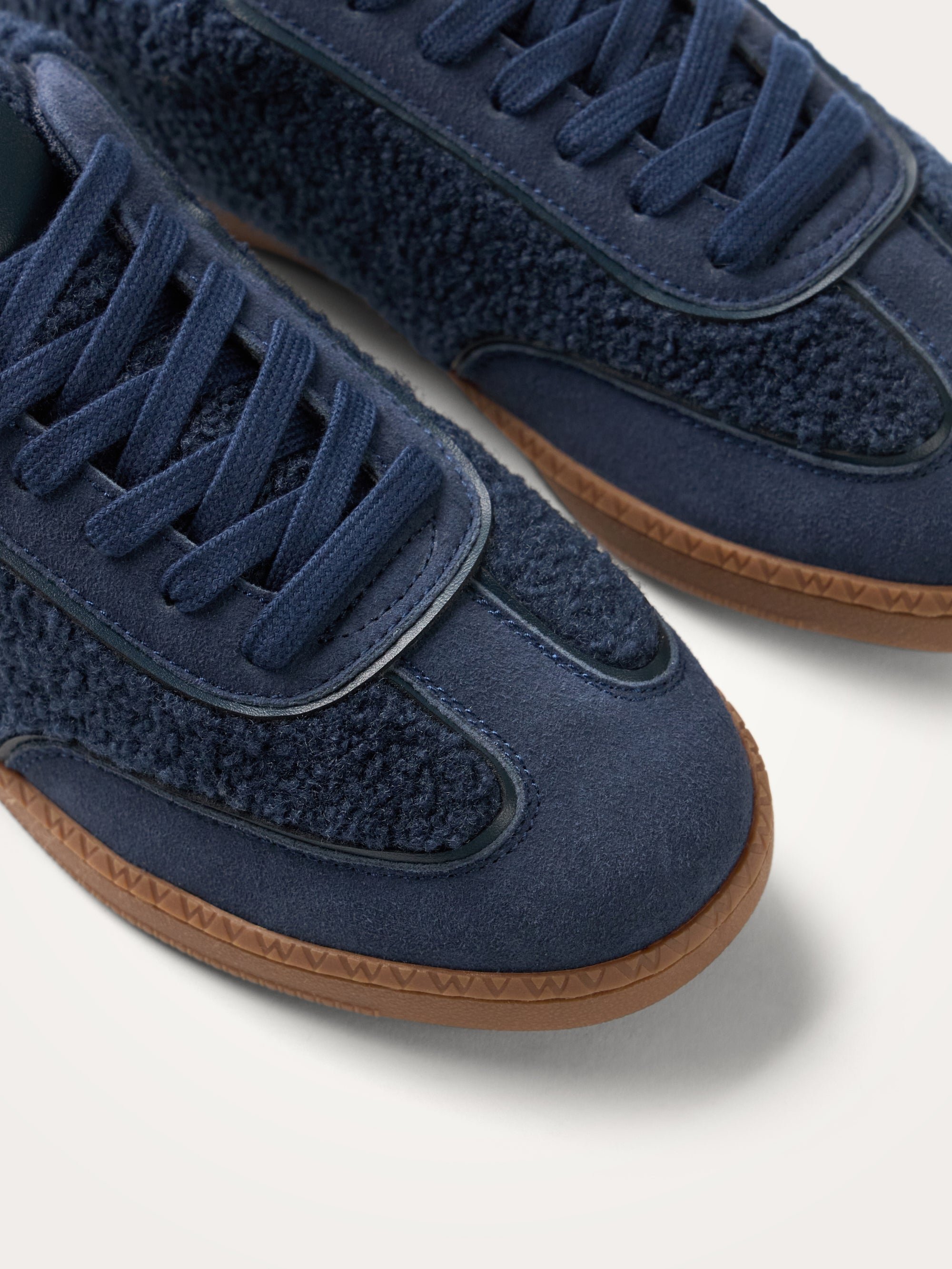 Monogram faux shearling sneakers with retro sole VANESSA WU Blue