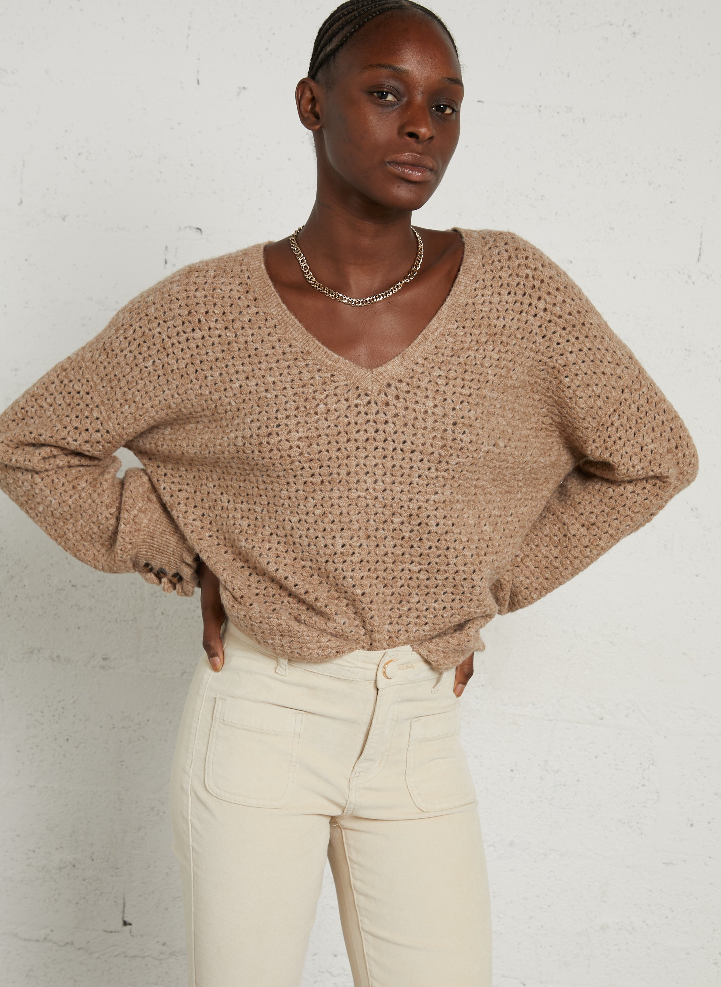 Pull oversize ajouré col V LA PETITE ETOILE