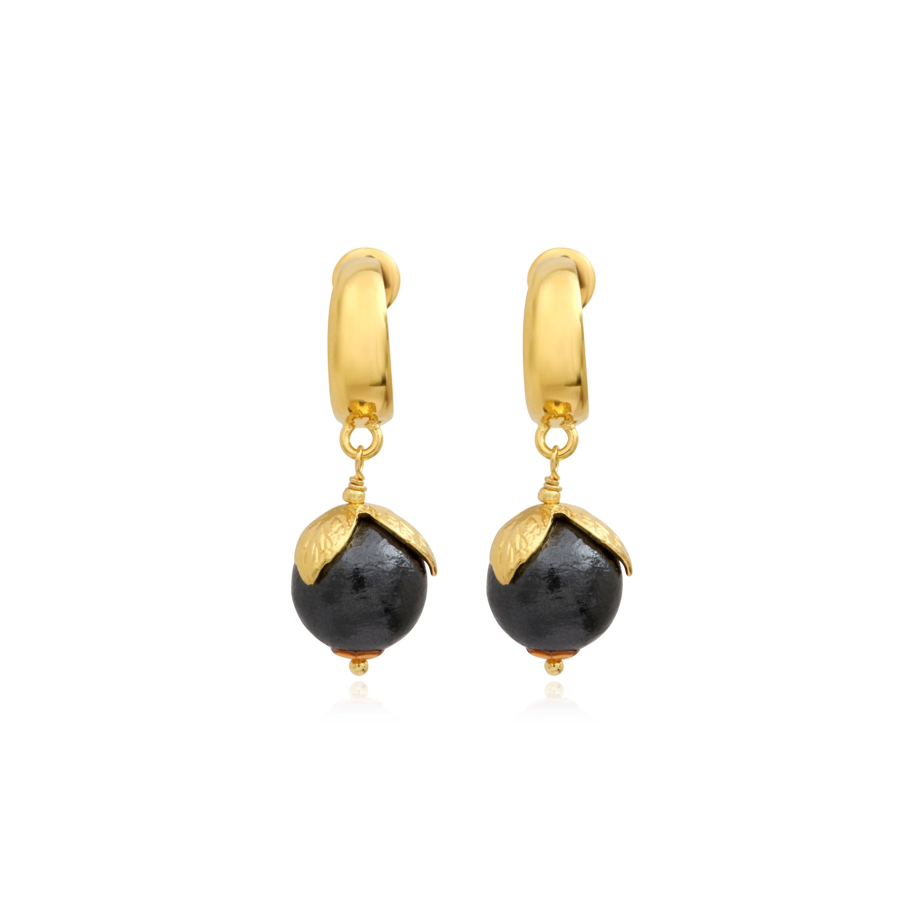 Gold-plated hoop earrings SATELLITE PARIS Black