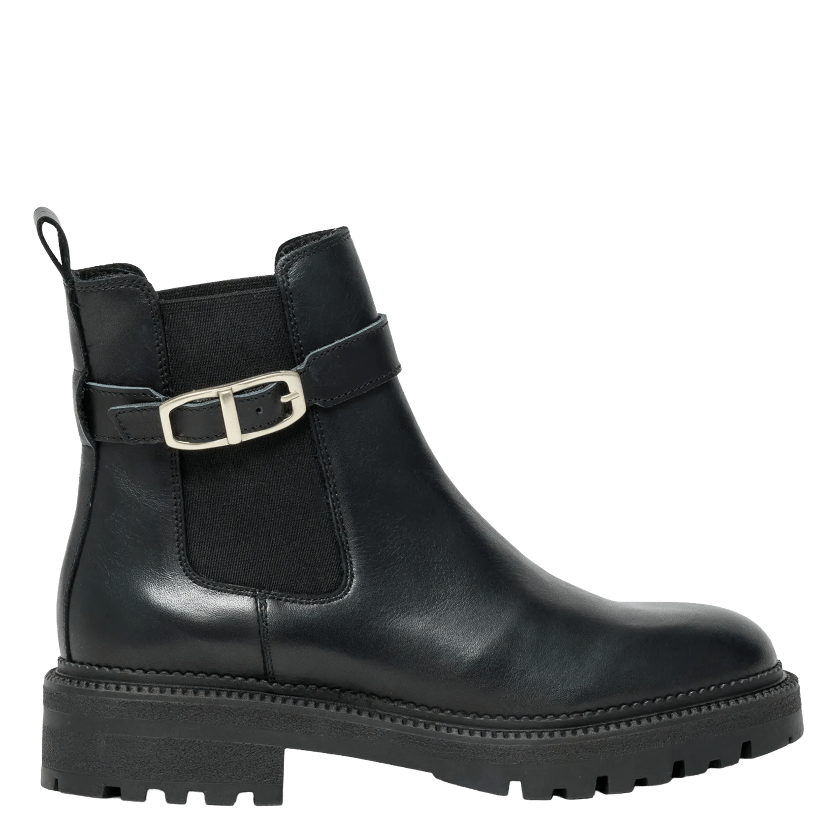 Leather Mixed Buckle Ankle Boots BOCAGE