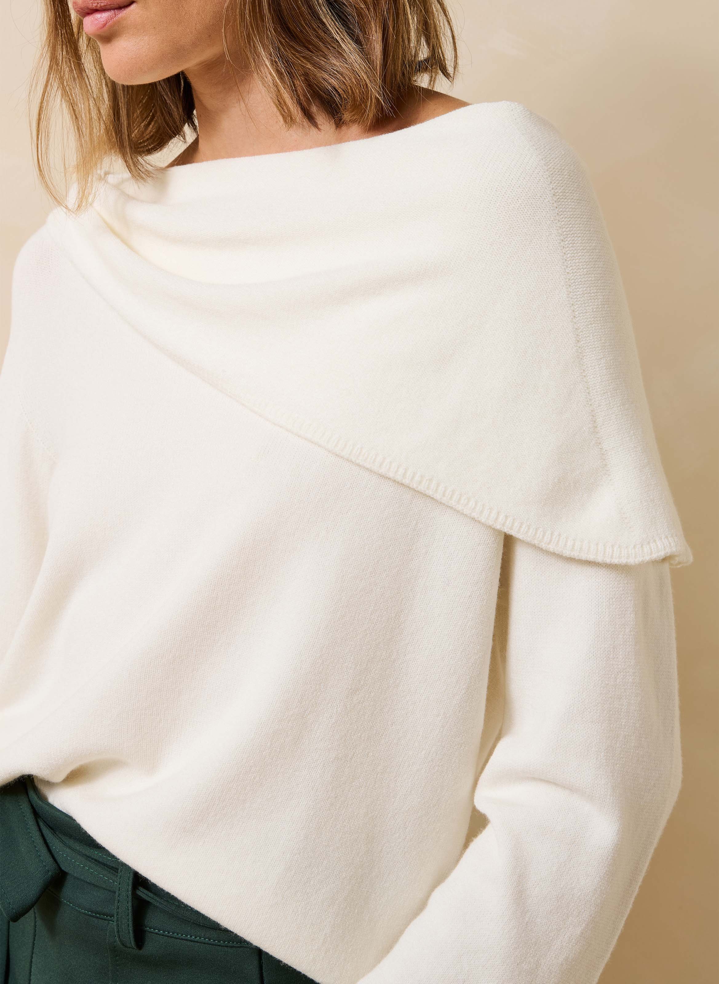Oversized draped neck pullover LA FEE MARABOUTEE White