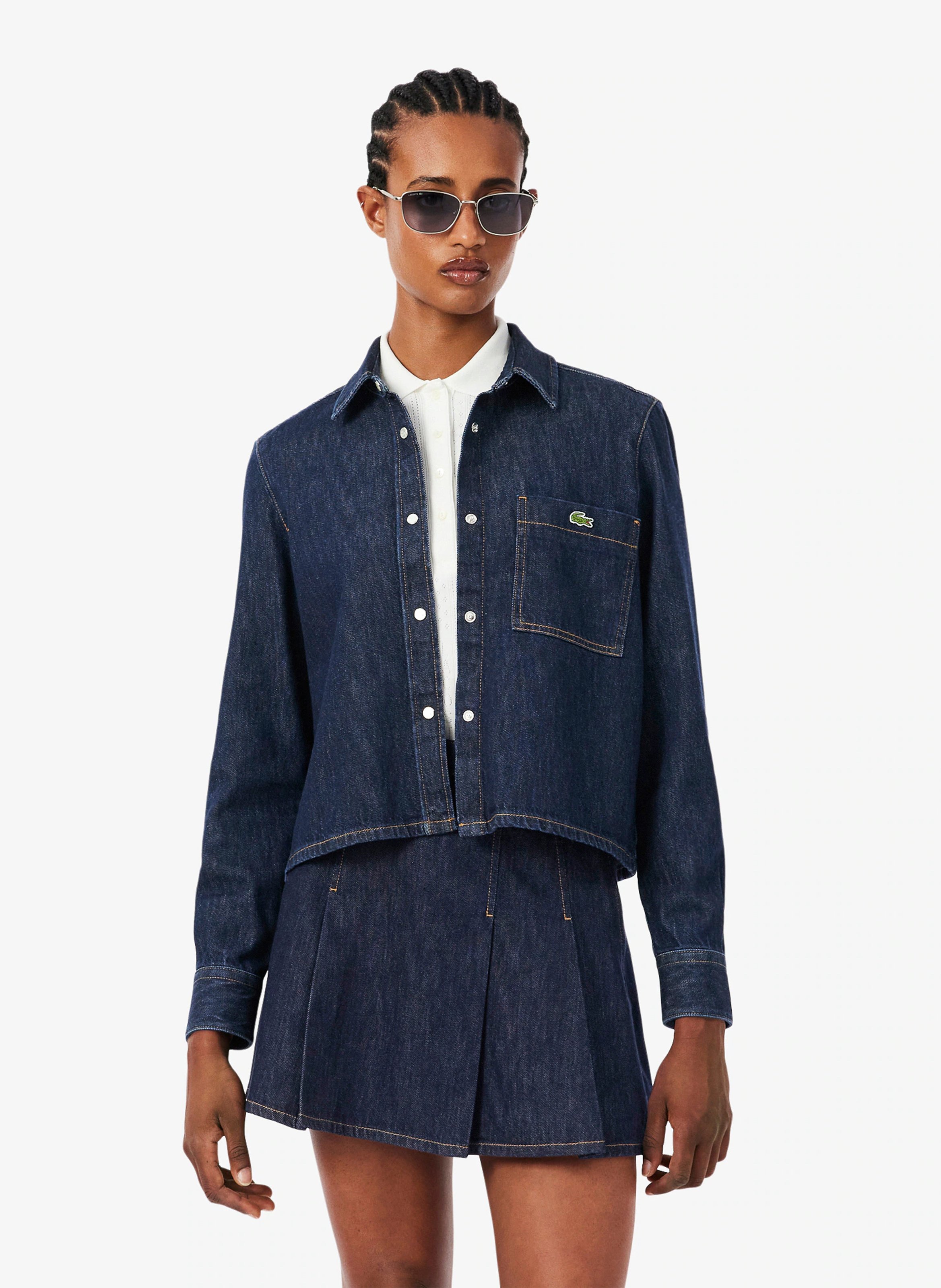 Cotton shirt with classic collar LACOSTE Blue