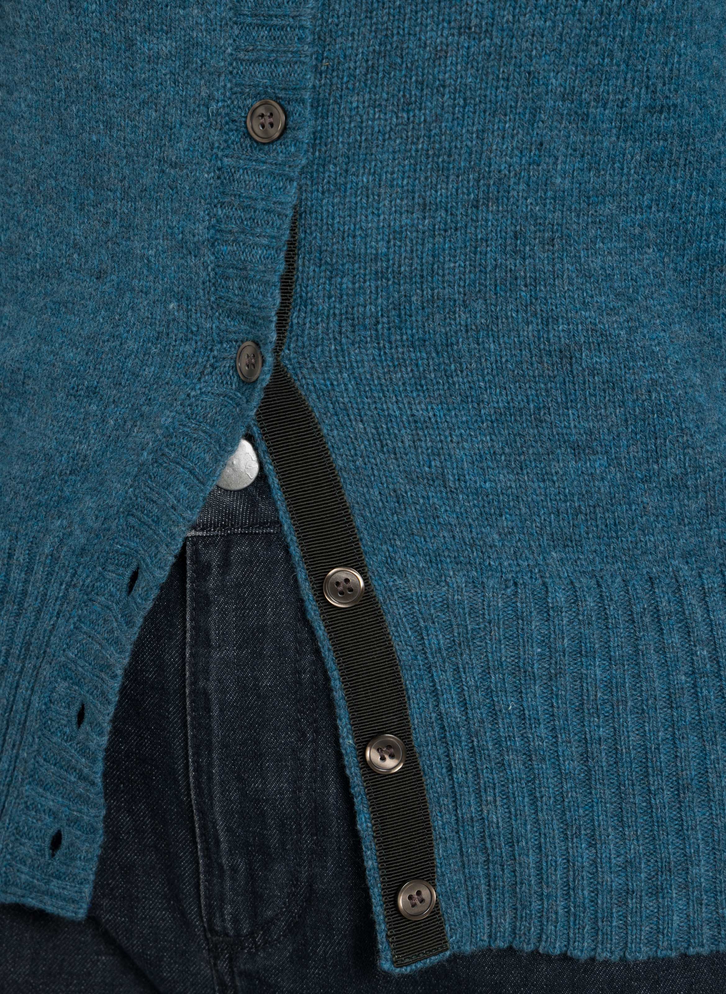 Cardigan droit col rond en laine SOEUR Bleu