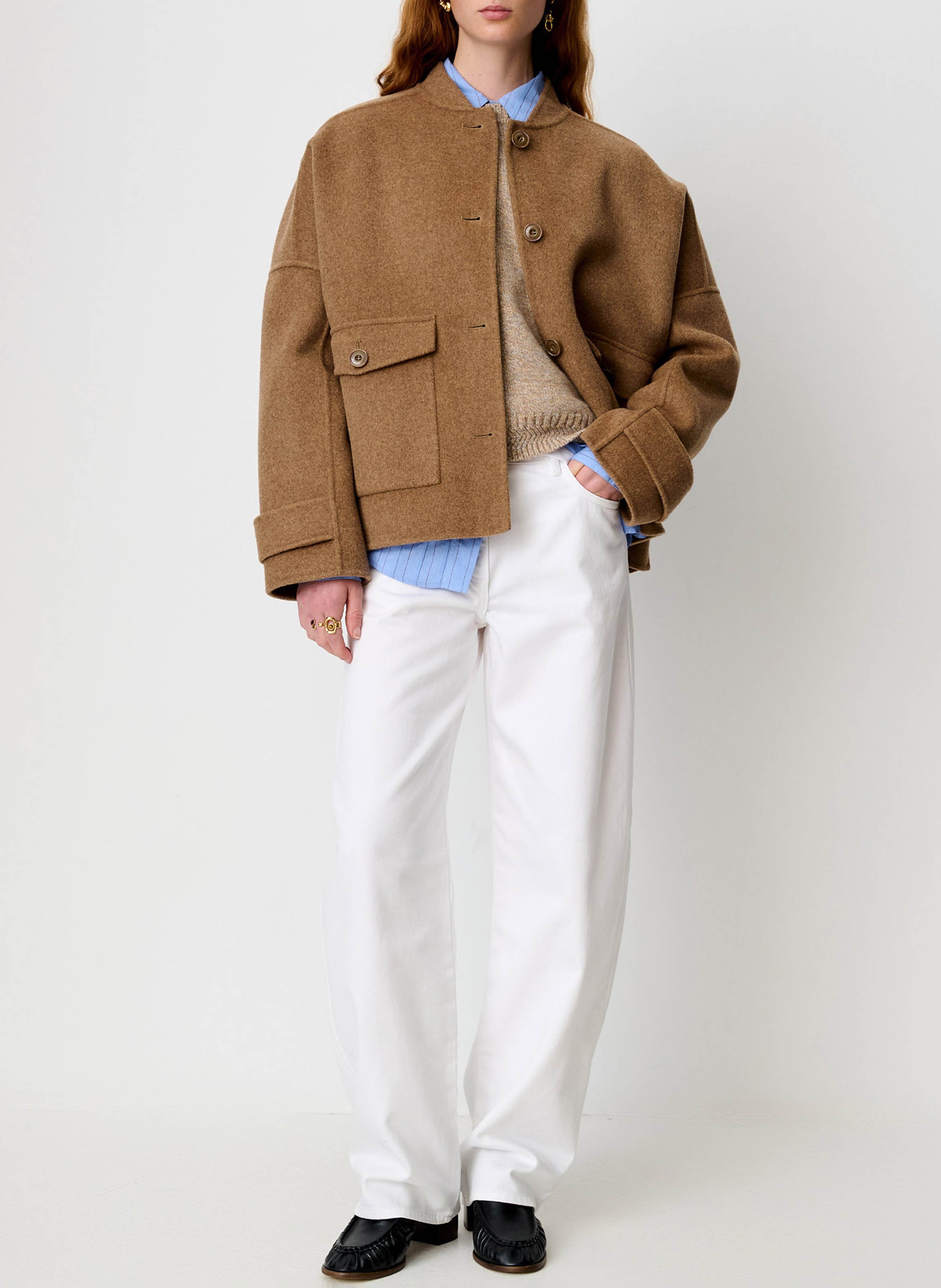 Gerade geschnittene Jacke aus Wollmix SESSUN Beige