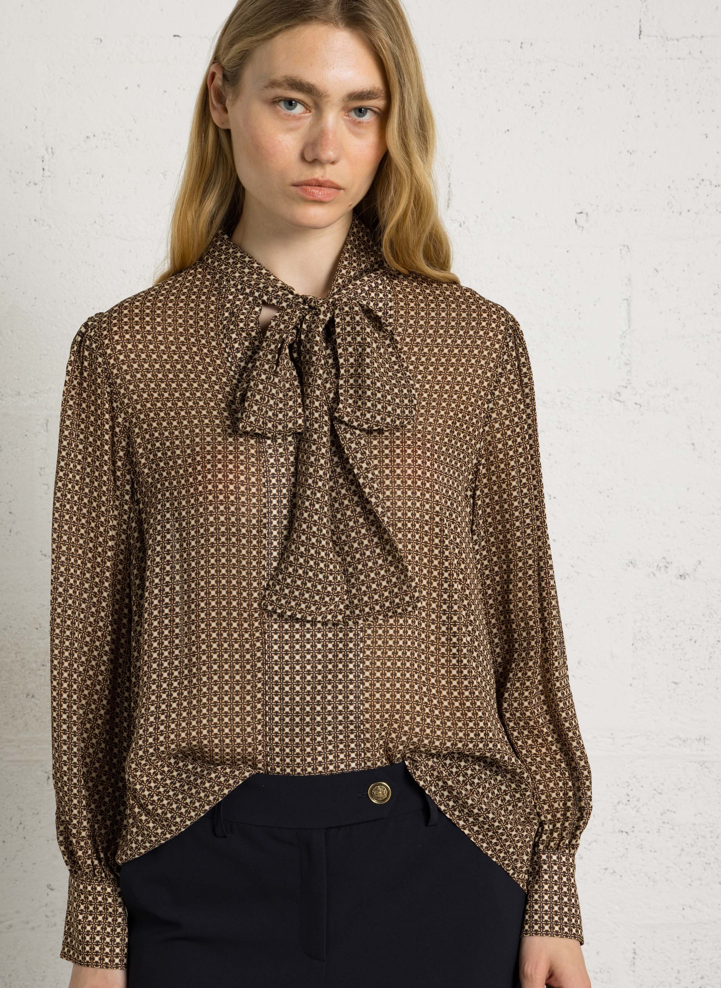 Blouse ample col à nouer  SUD EXPRESS Marron