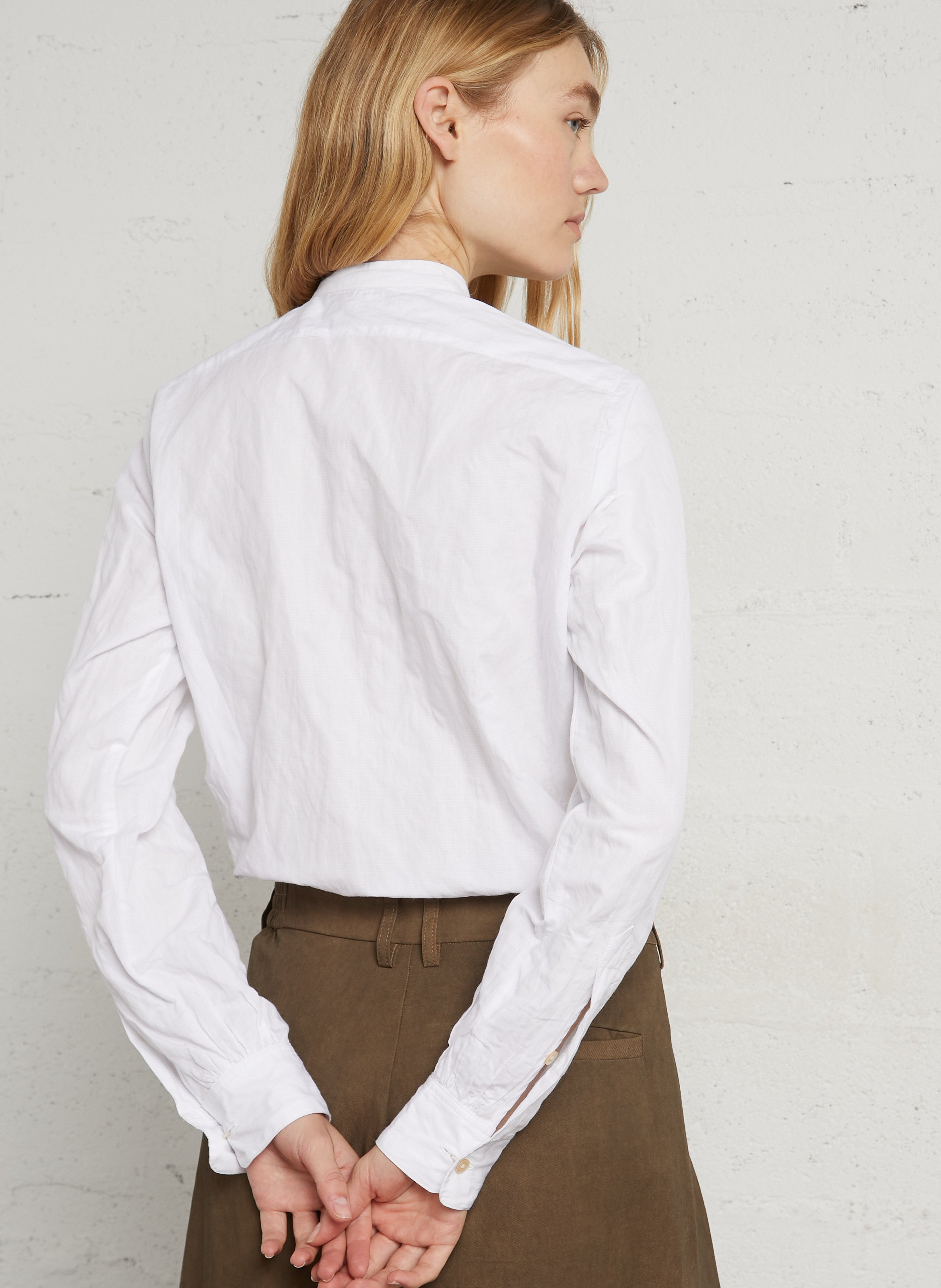 Round-neck ruffled blouse LAURENCE BRAS White