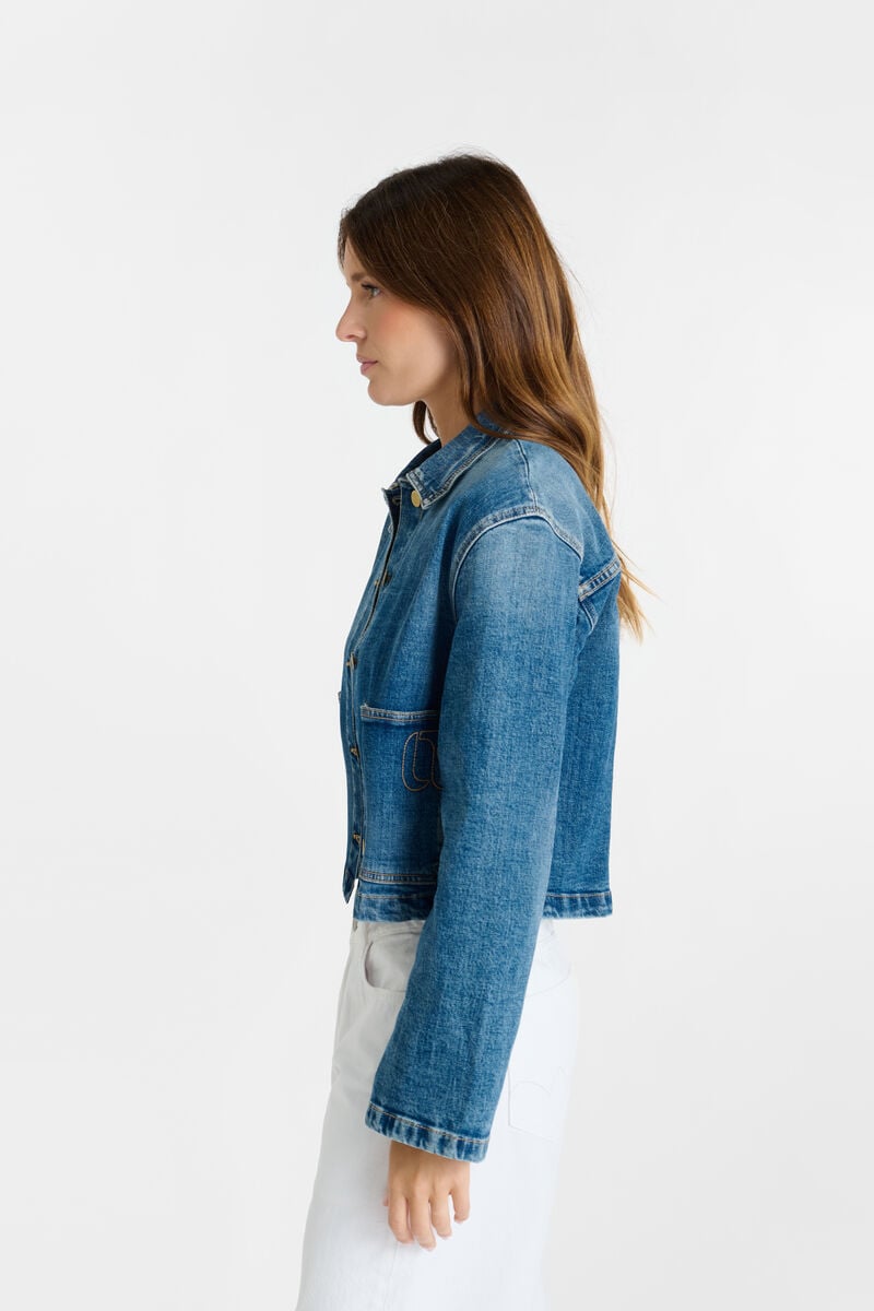 Buttoned shirt-collar jacket LE TEMPS DES CERISES Blue