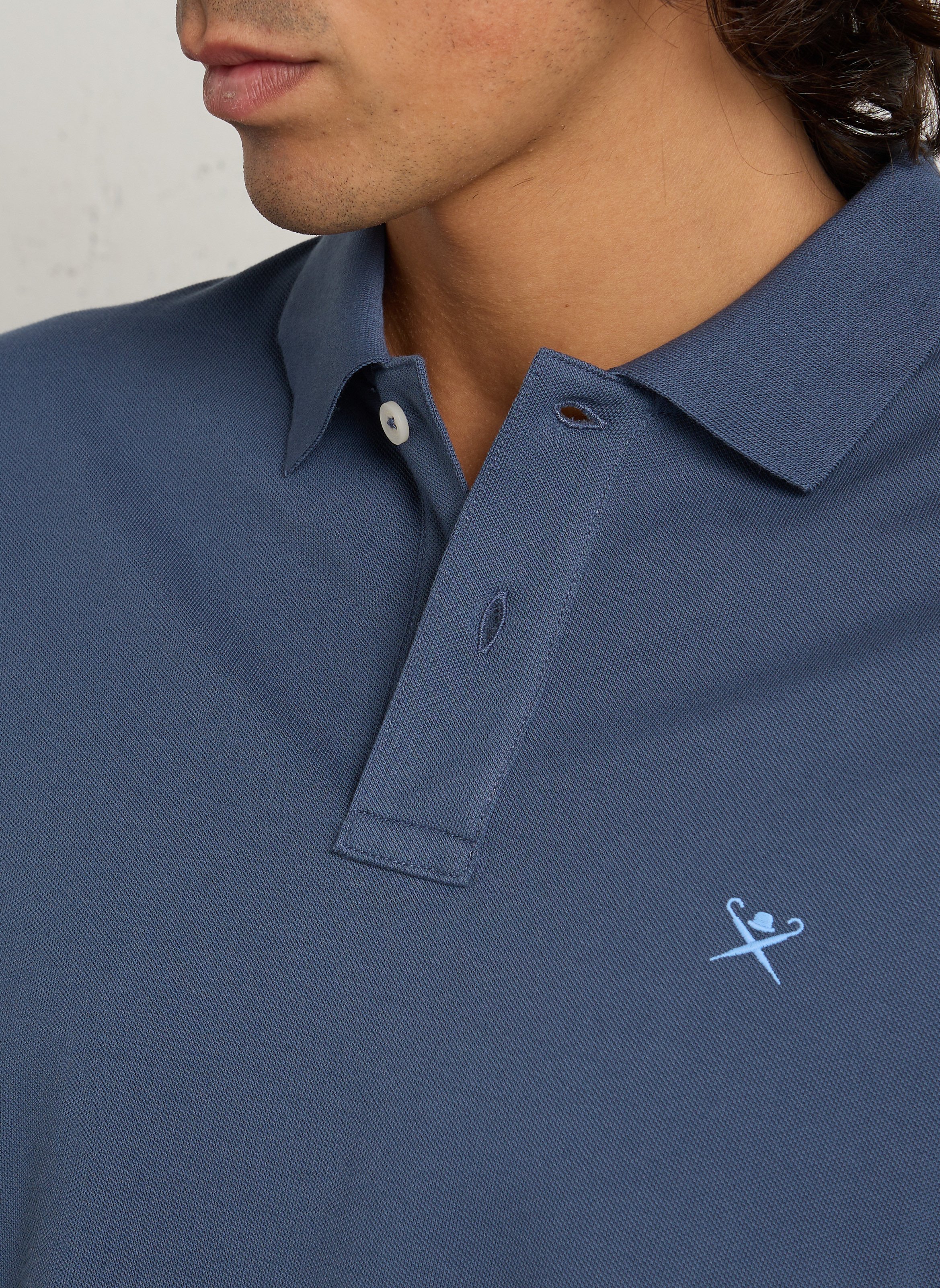 Polo manches longues droit en coton HACKETT Bleu