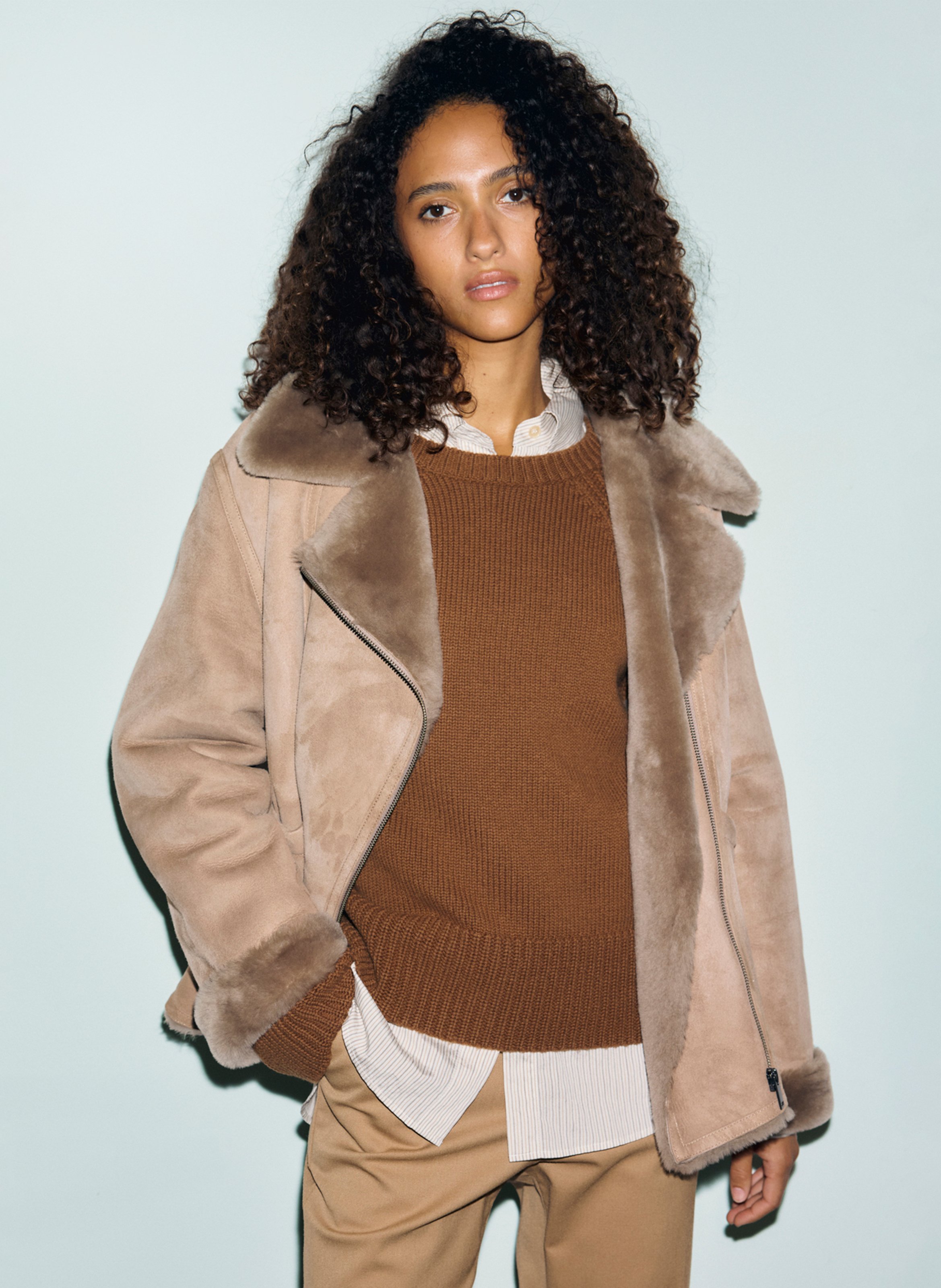 Leather coat with tailored collar GERARD DAREL Brown