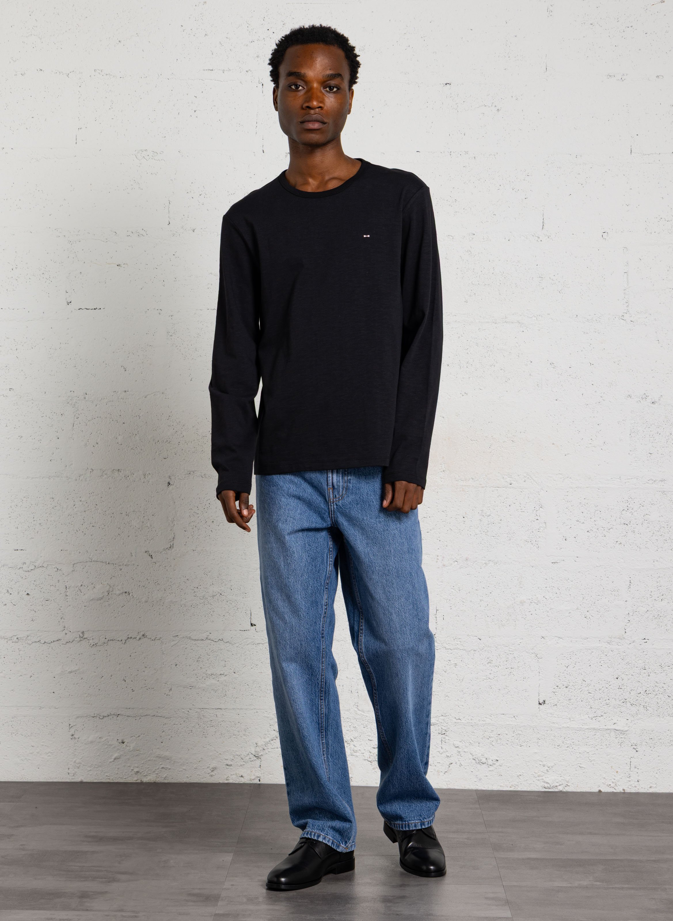 Tee-shirt droit col rond uni EDEN PARK Noir