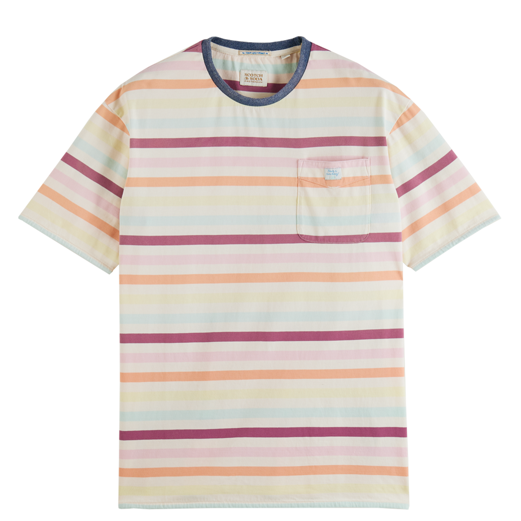 Regular-fit, gestreept katoenen T-shirt met ronde hals SCOTCH AND SODA Veelkleurig
