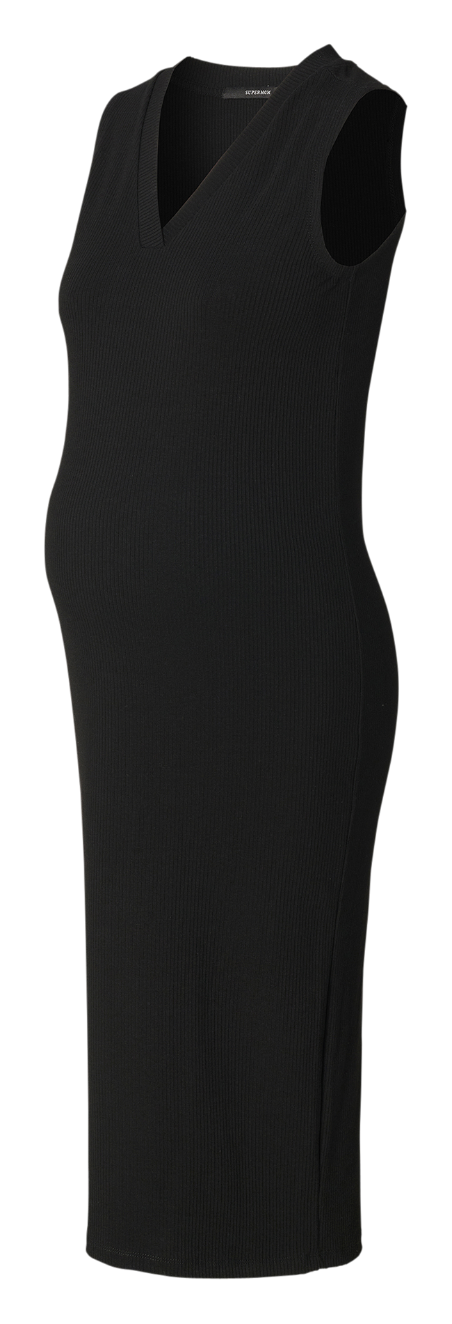 Robe midi col V moulante SUPERMOM Noir