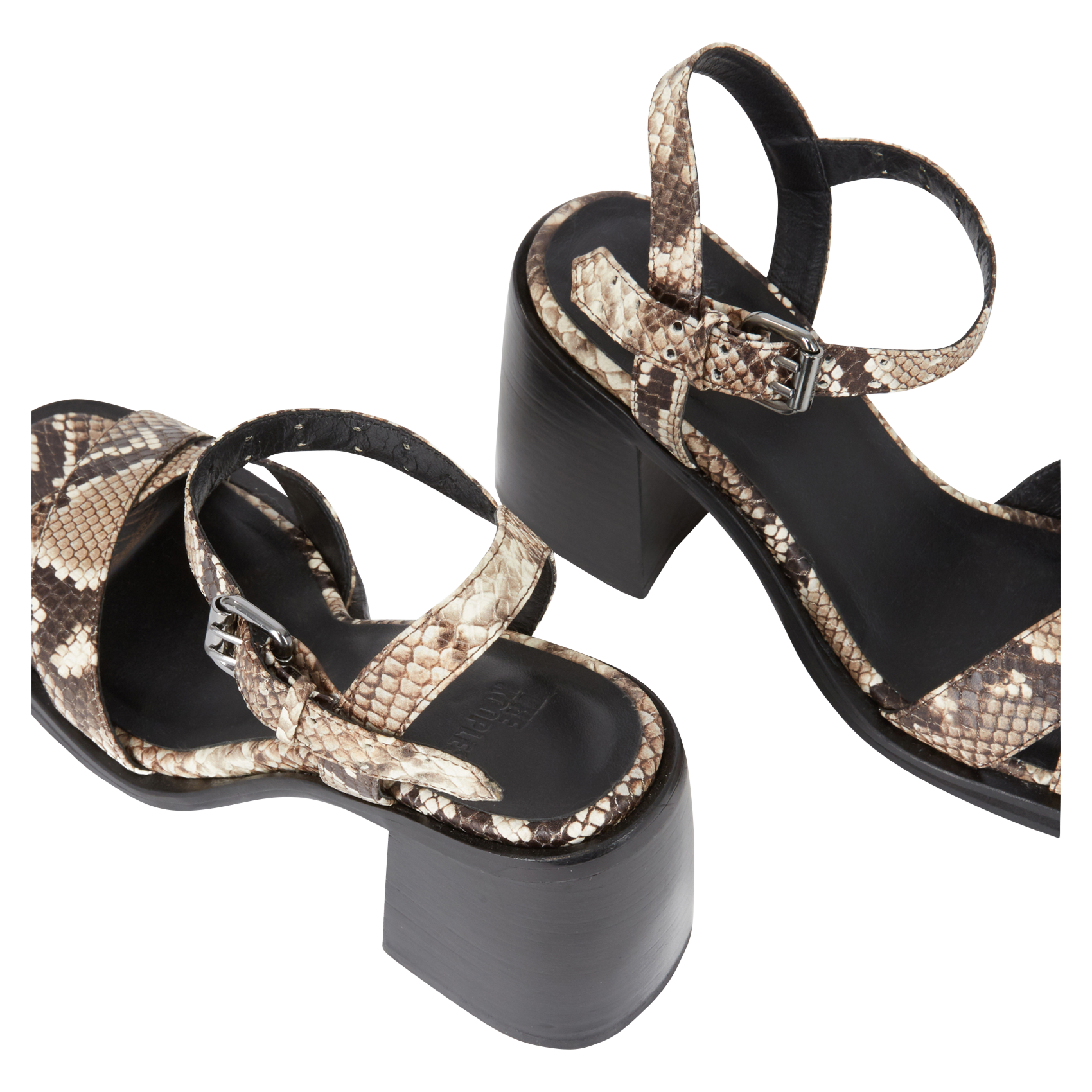 Sandales embossé python en cuir Beige