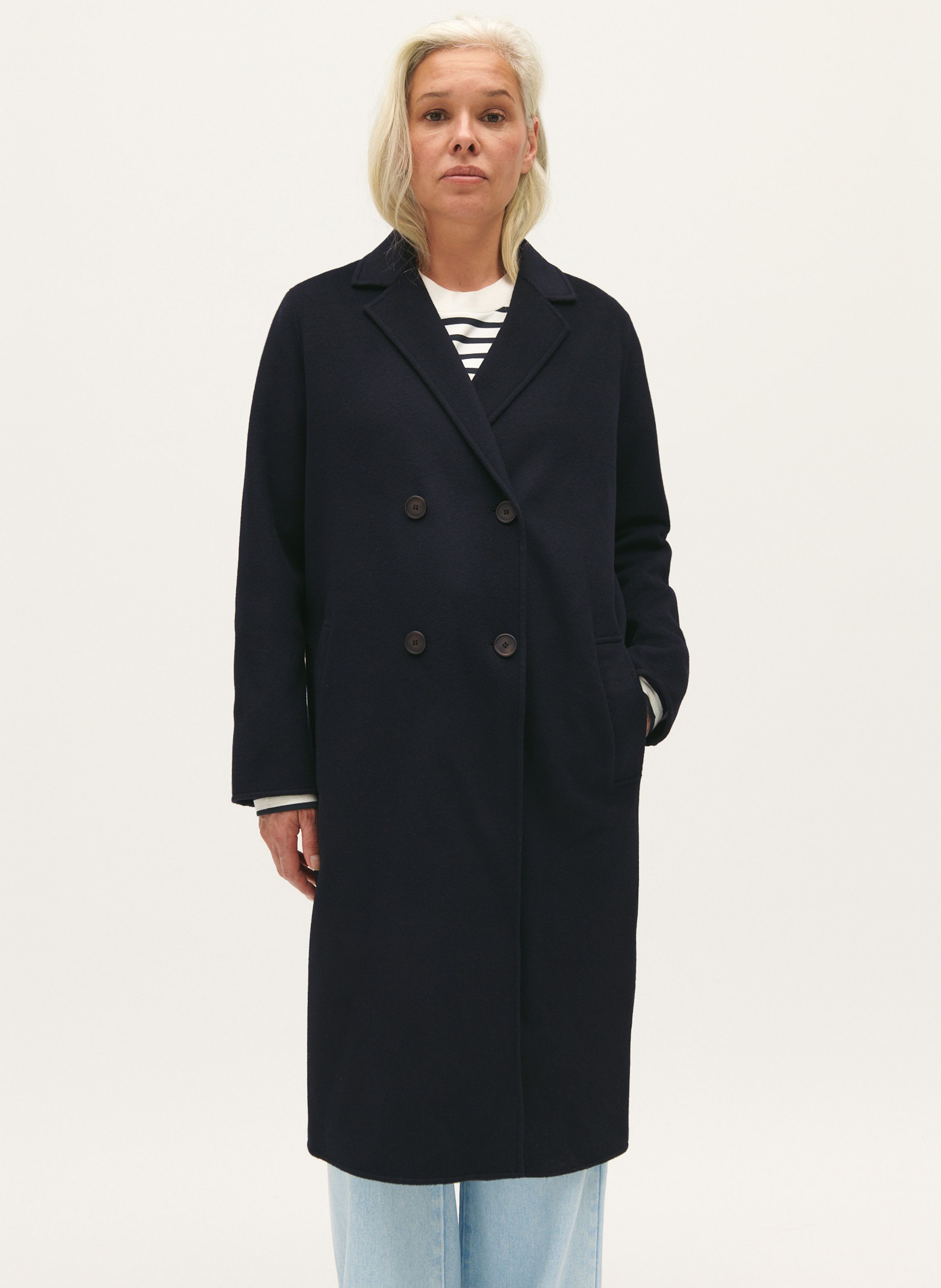 Manteau Col Tailleur En Laine M lang e Galant Marine Claudie