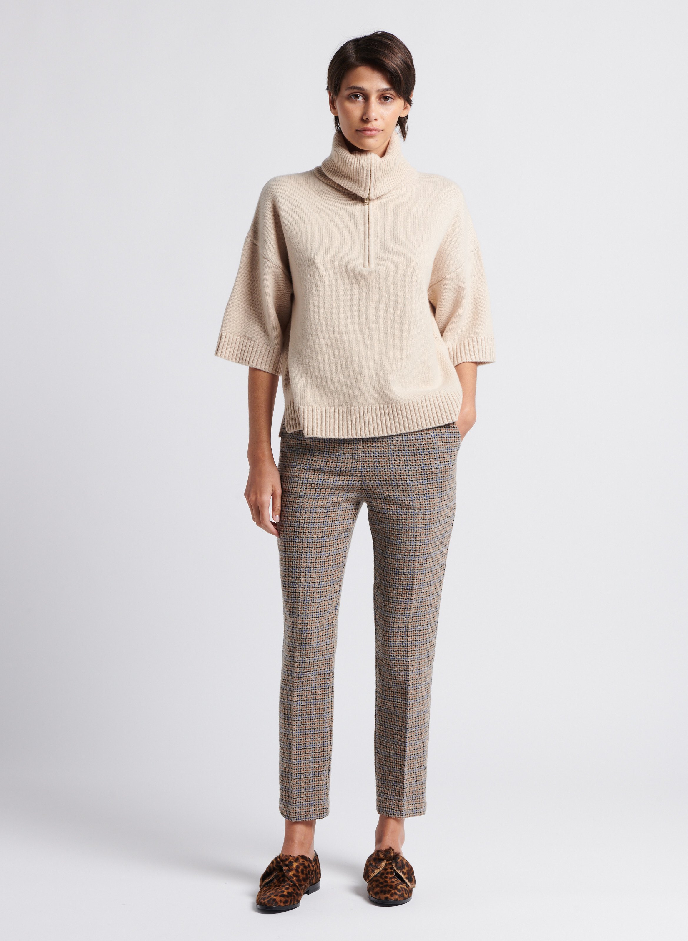 Straight-leg velvet pants Brown