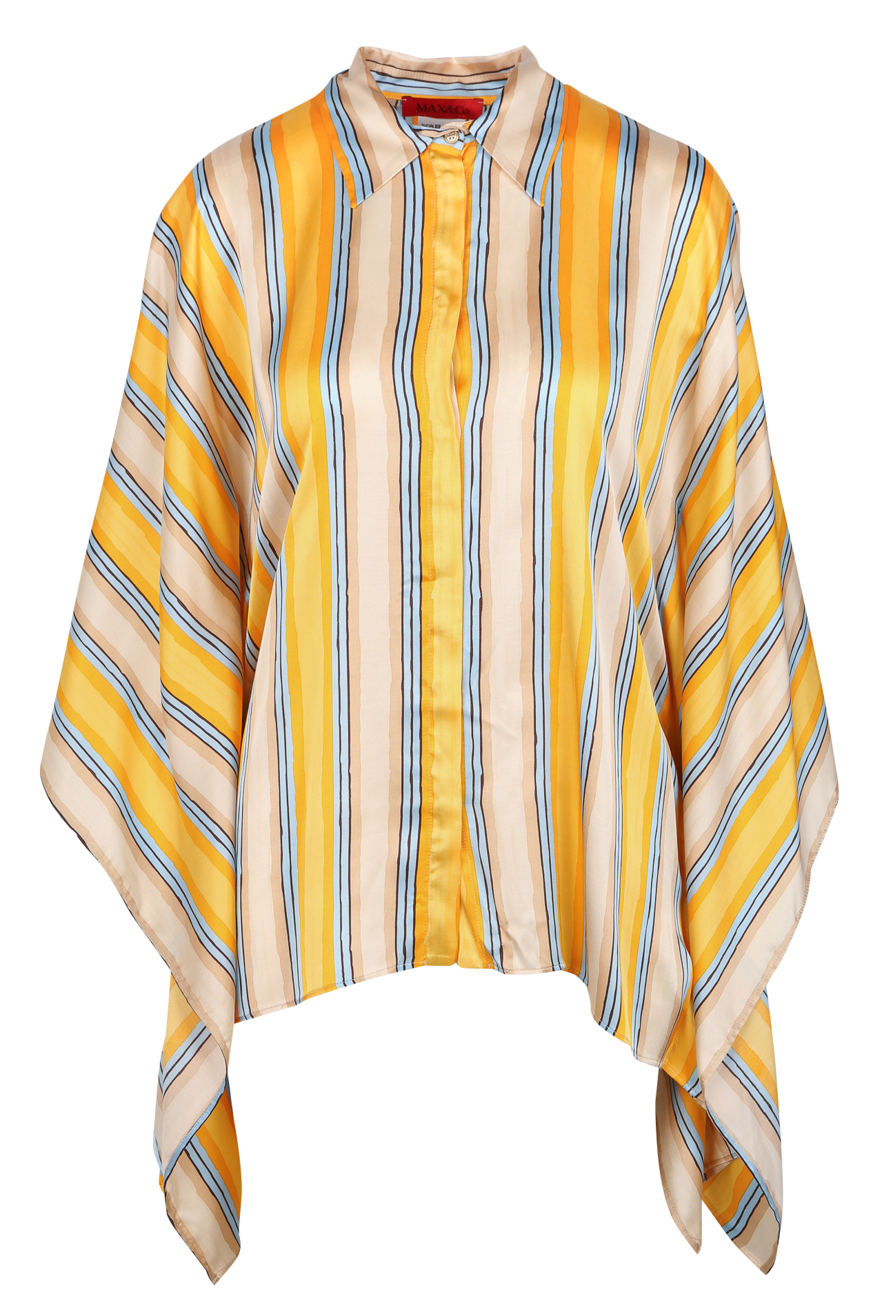 Loose shirt with classic collar in satin stripes MAX&Co. Yellow
