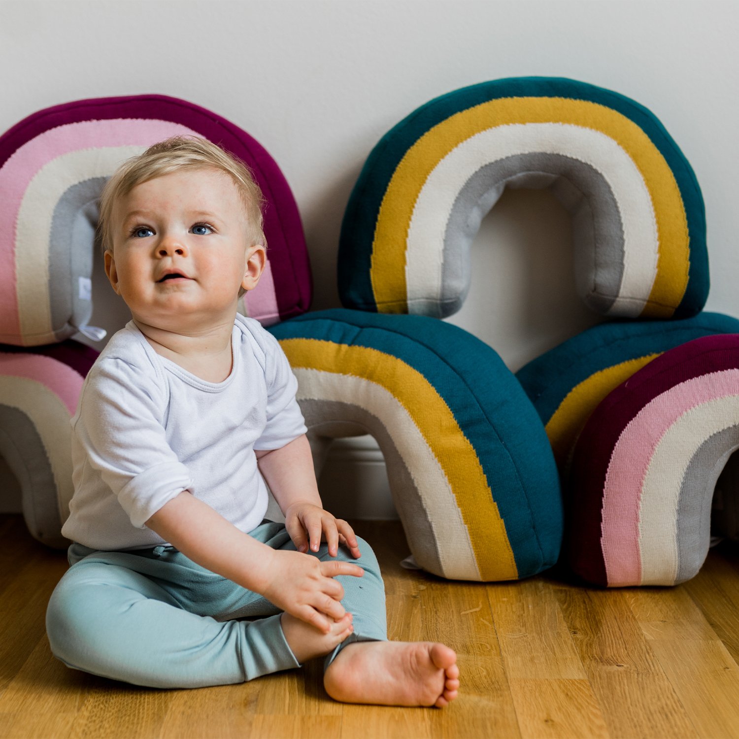 Rainbow cotton cushion KINDSGUT Yellow