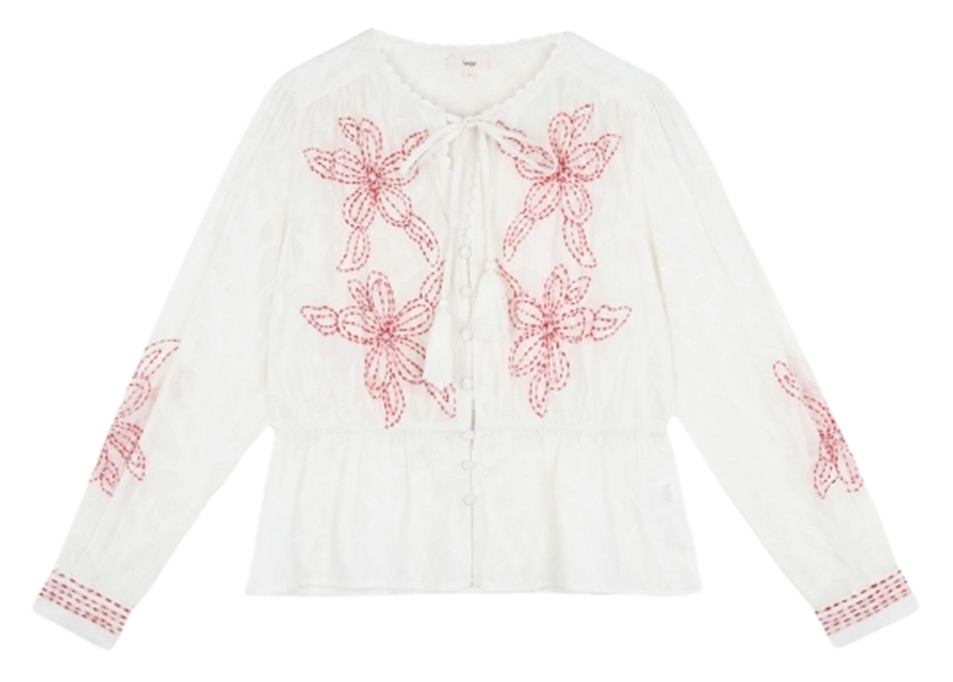 Straight blouse in embroidered cotton AN'GE Beige