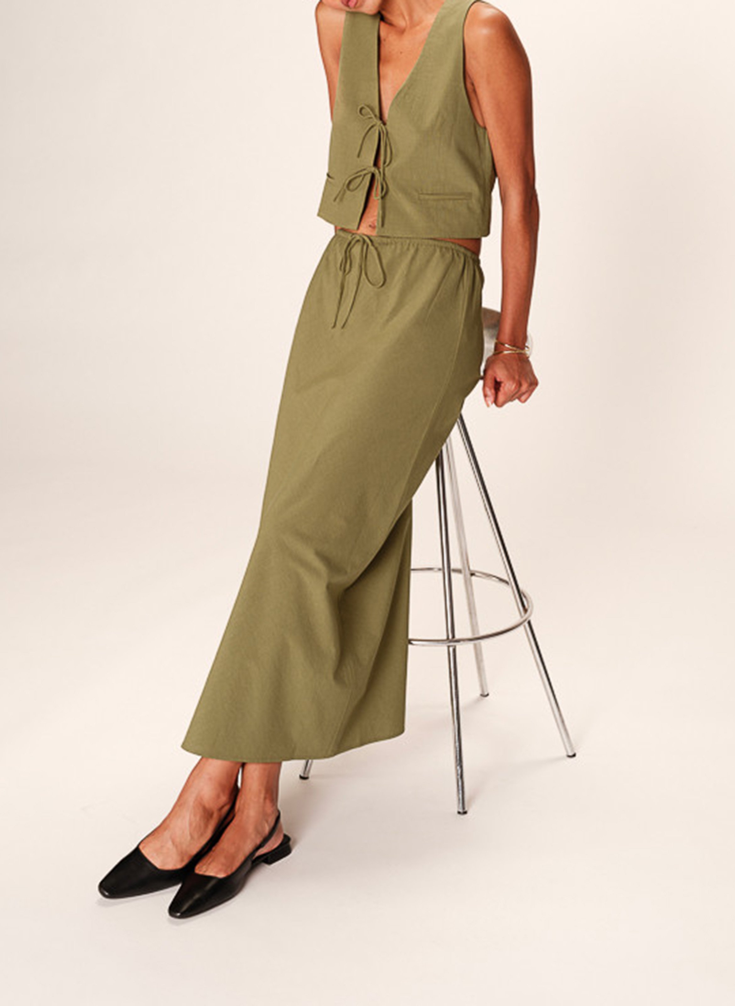 Jupe longue en coton mélangé GRACE ET MILA Vert