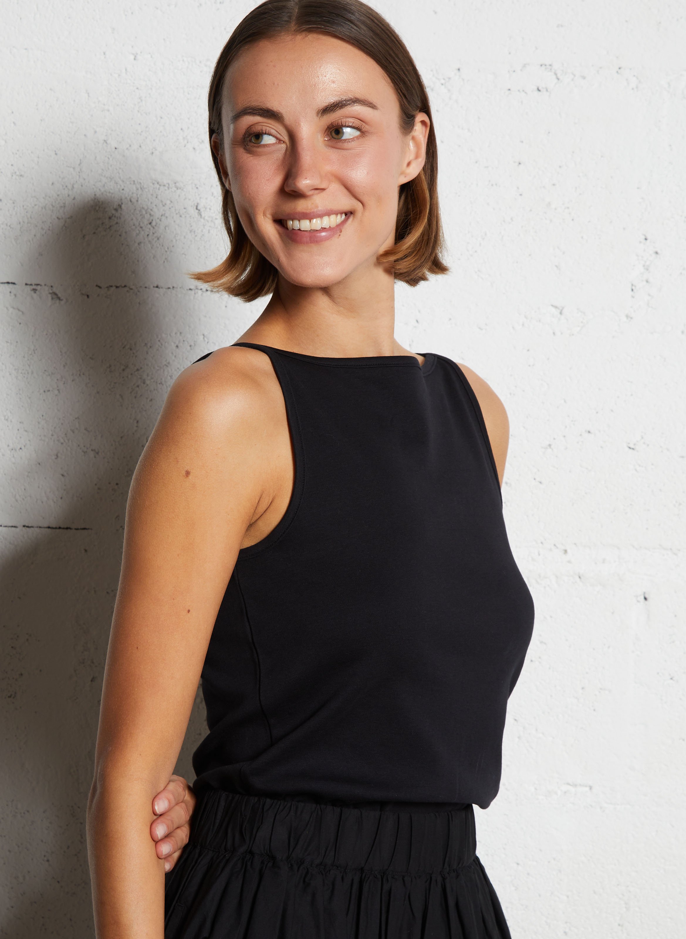 Top droit en coton MAISON 123 Noir