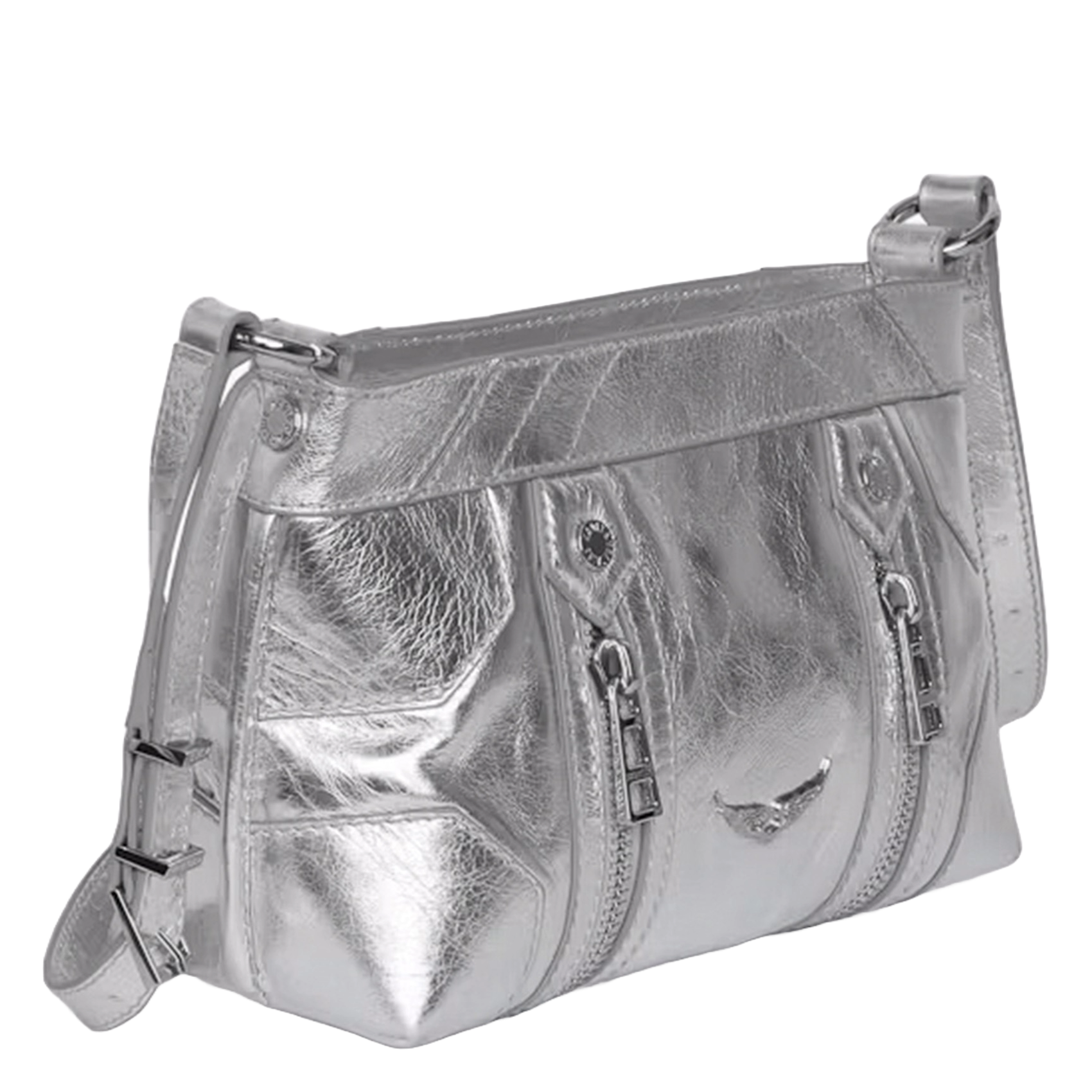 Glanzende, leren crossbodytas ZADIG&VOLTAIRE Grijs