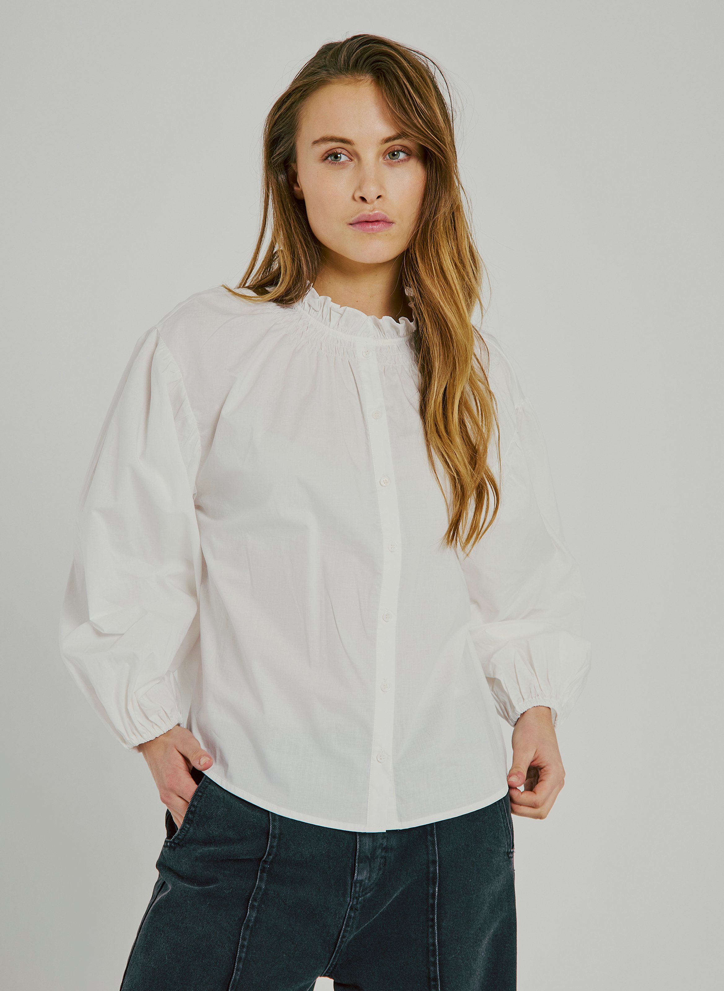 Alexandra dotted Swiss shirt NORR White