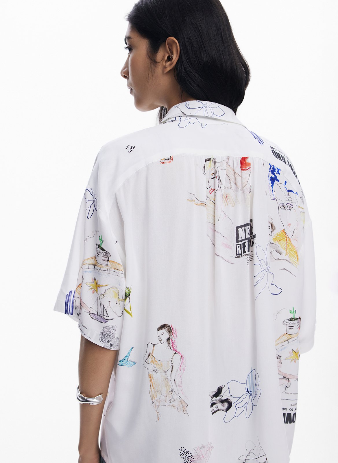 Fluid printed short-sleeved shirt DESIGUAL White