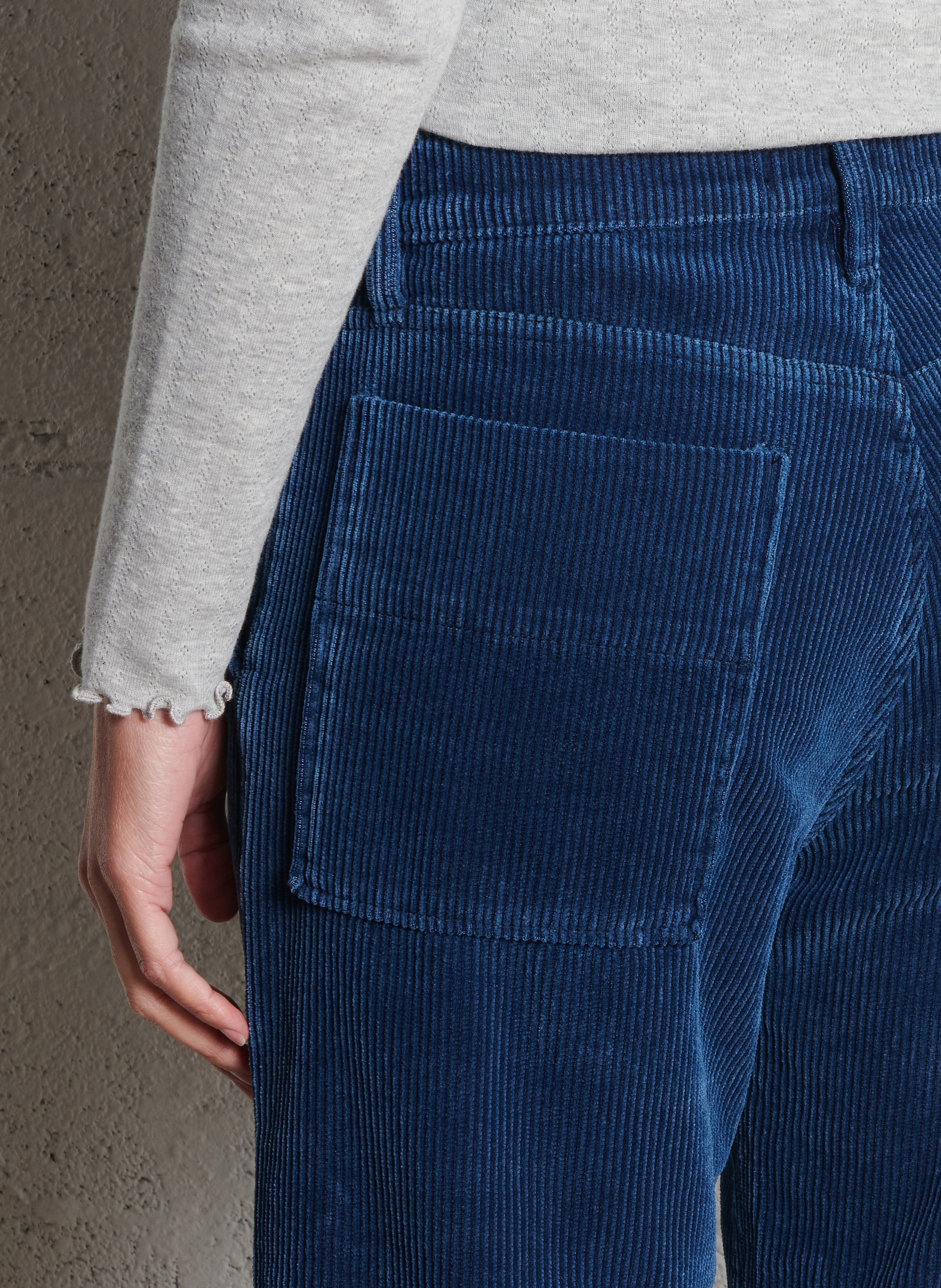 Wide ribbed cotton trousers ACQUAVERDE Blue