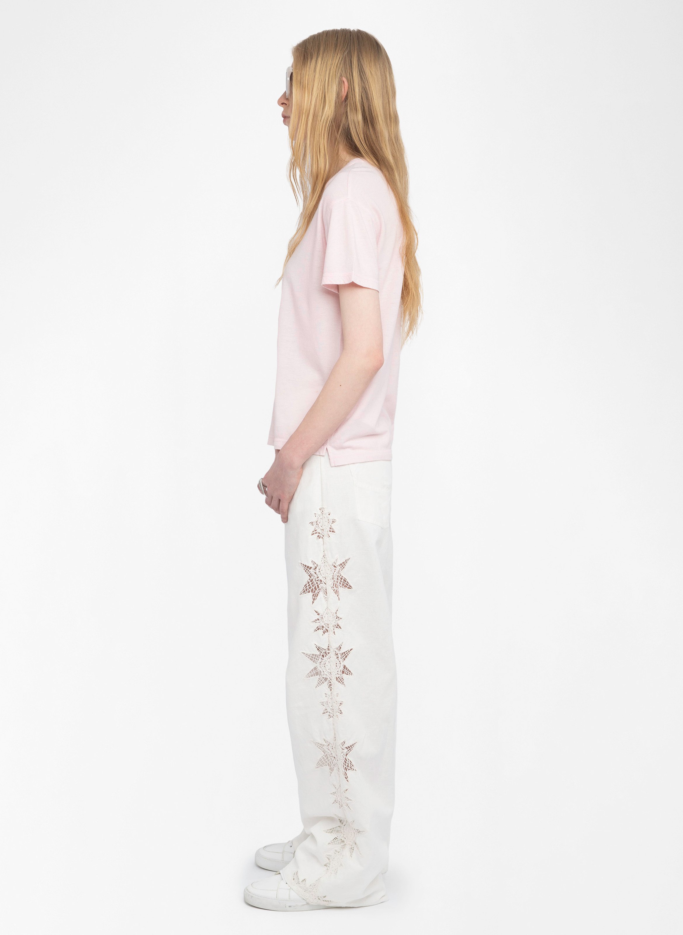 Straight cotton and linen-blend T-shirt ZADIG&VOLTAIRE Pink