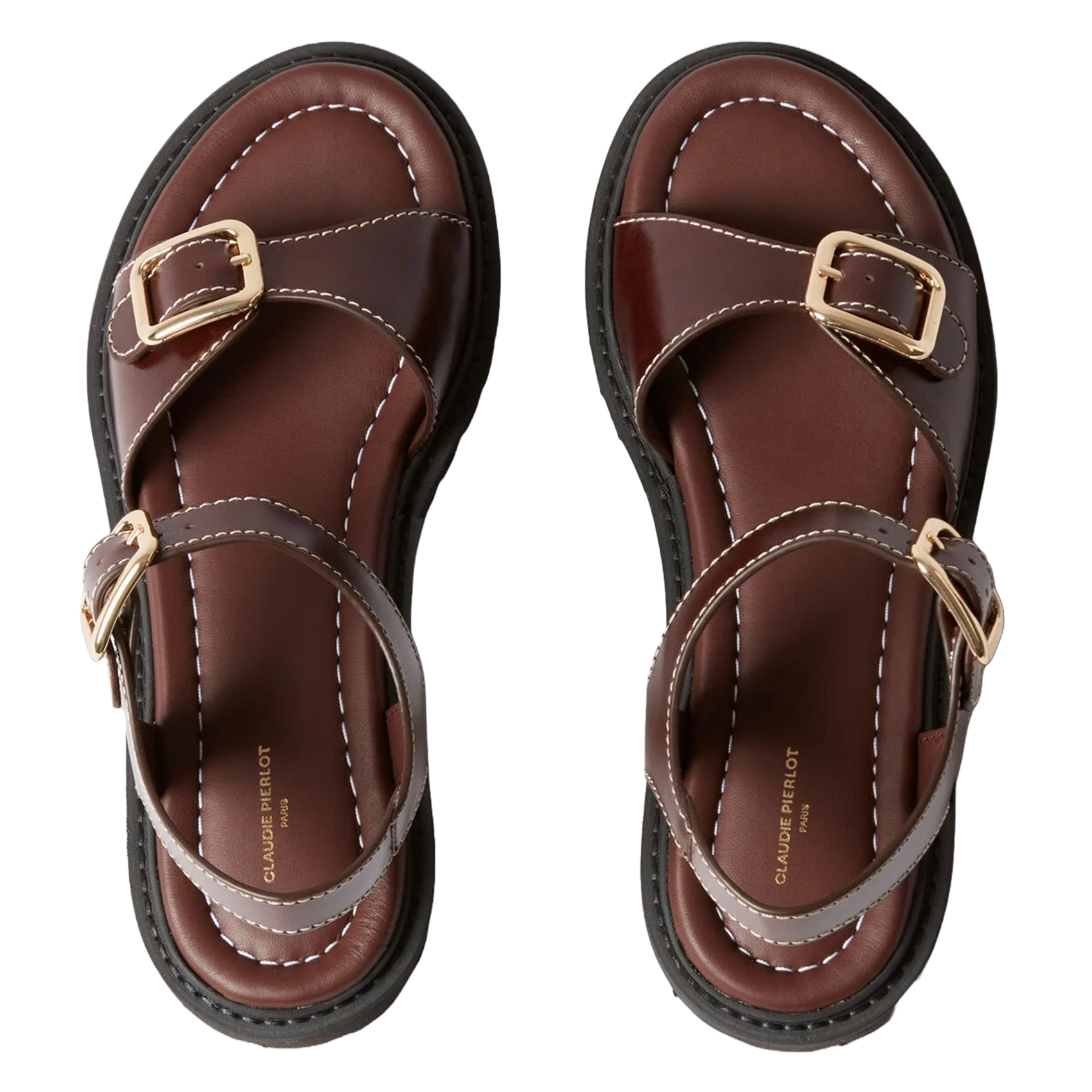 Platte, leren sandalen CLAUDIE PIERLOT Bruin