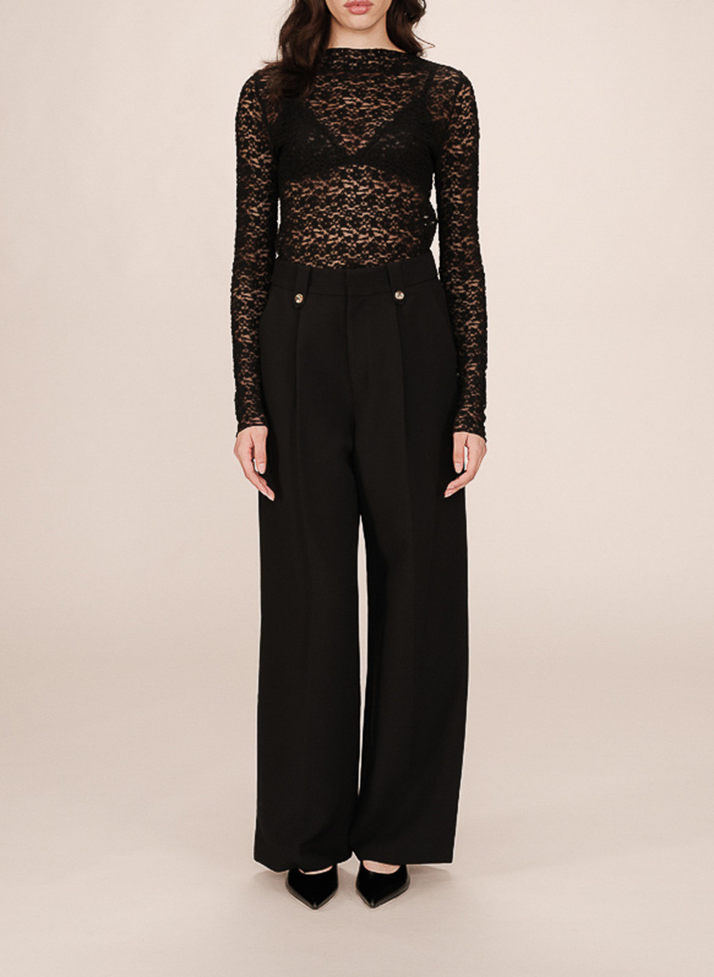 Pantalon droit de tailleur GRACE ET MILA Noir