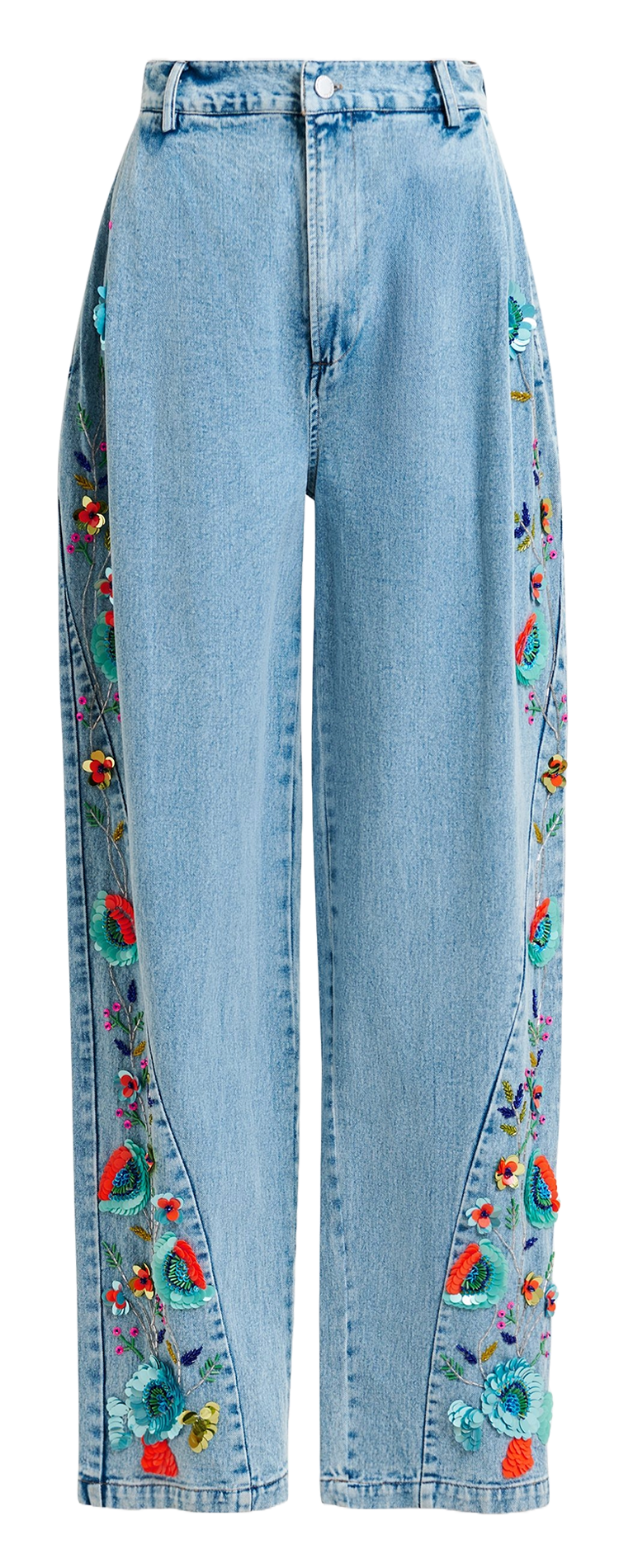 Jean barrel brodé taille haute ESSENTIEL ANTWERP Bleu