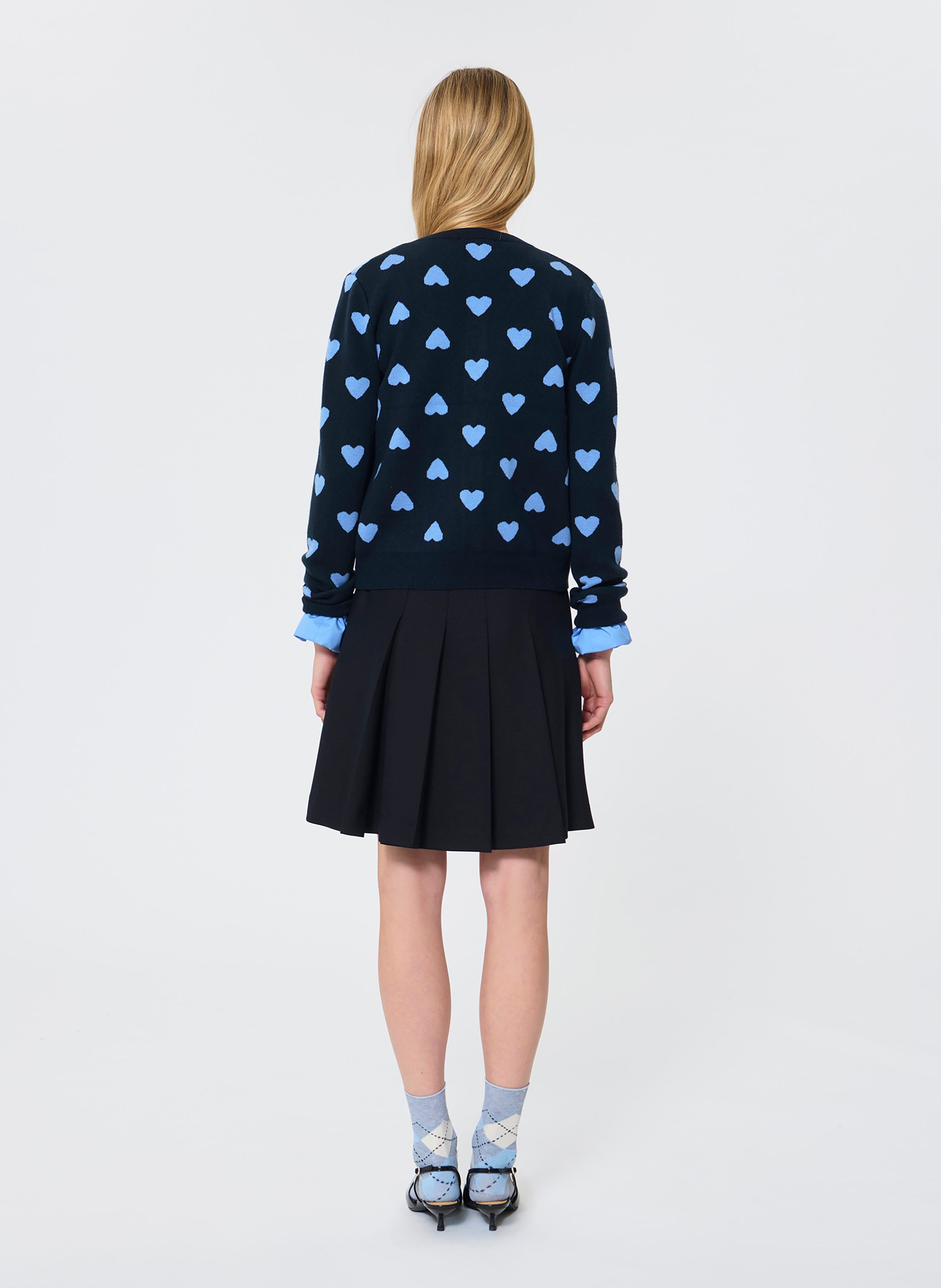 Cardigan dritto scollo tondo in maglia TARA JARMON Blu