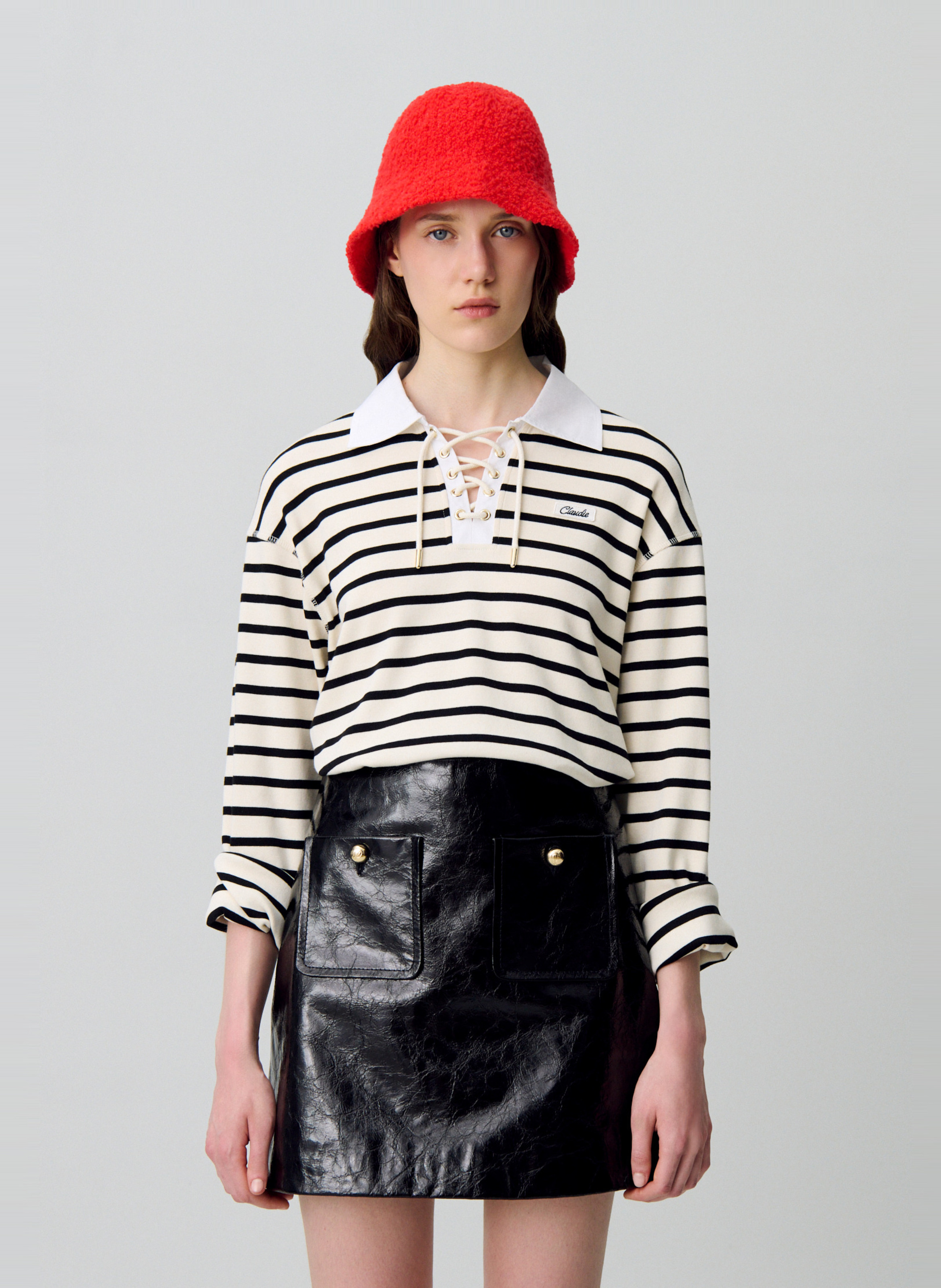 Jupe courte en cuir CLAUDIE PIERLOT Noir