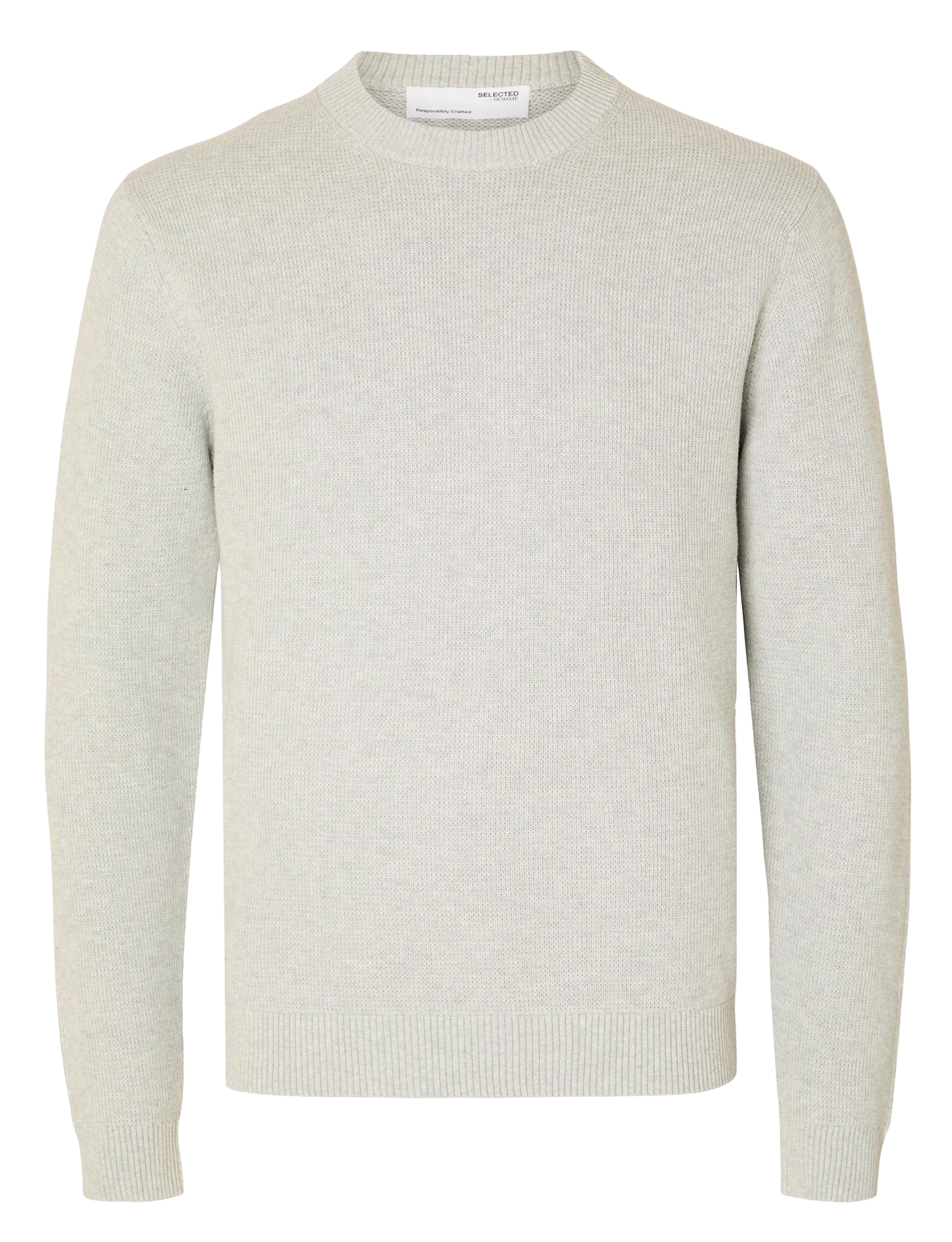 Straight-fit trui van biologisch katoen met ronde hals SELECTED Grijs