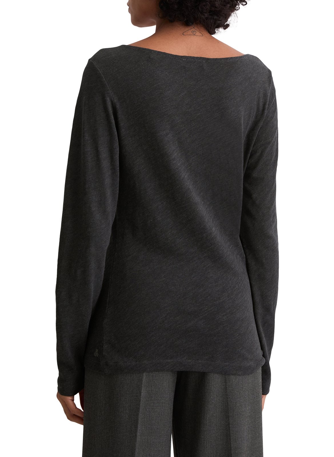 Camiseta de algodón flameado con cuello de barco MARC O'POLO Gris