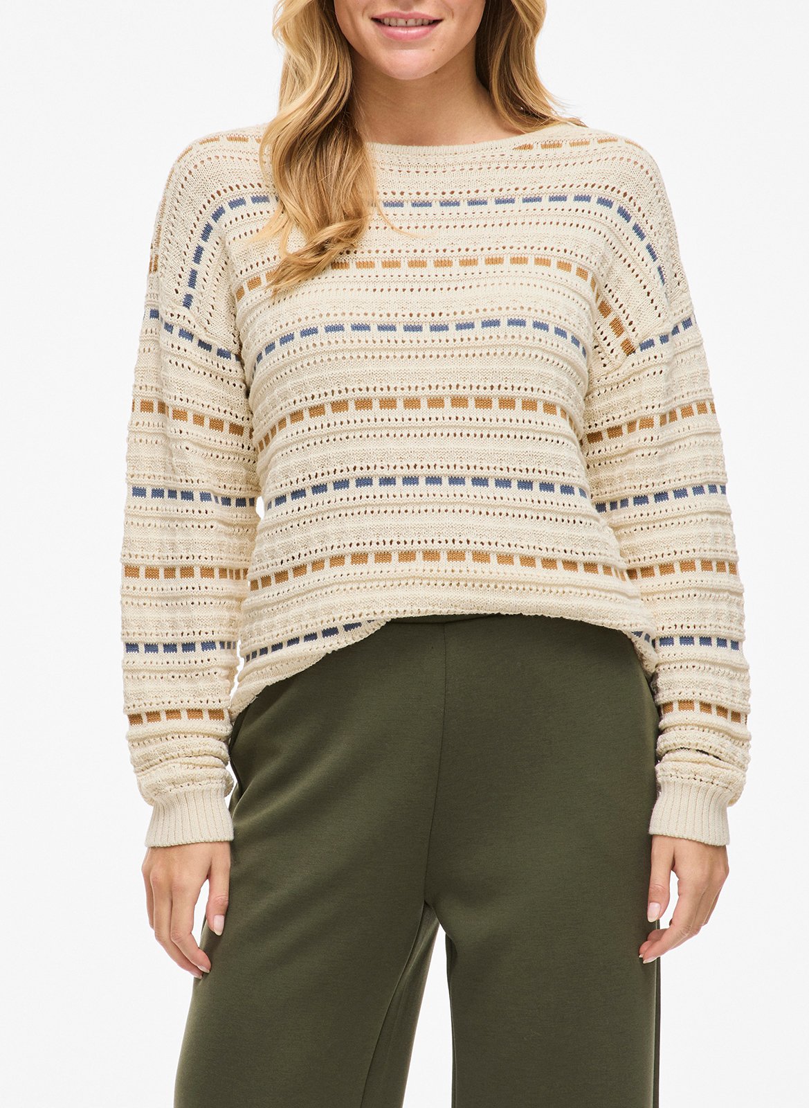Pull col rond en coton mélangé VILA Beige
