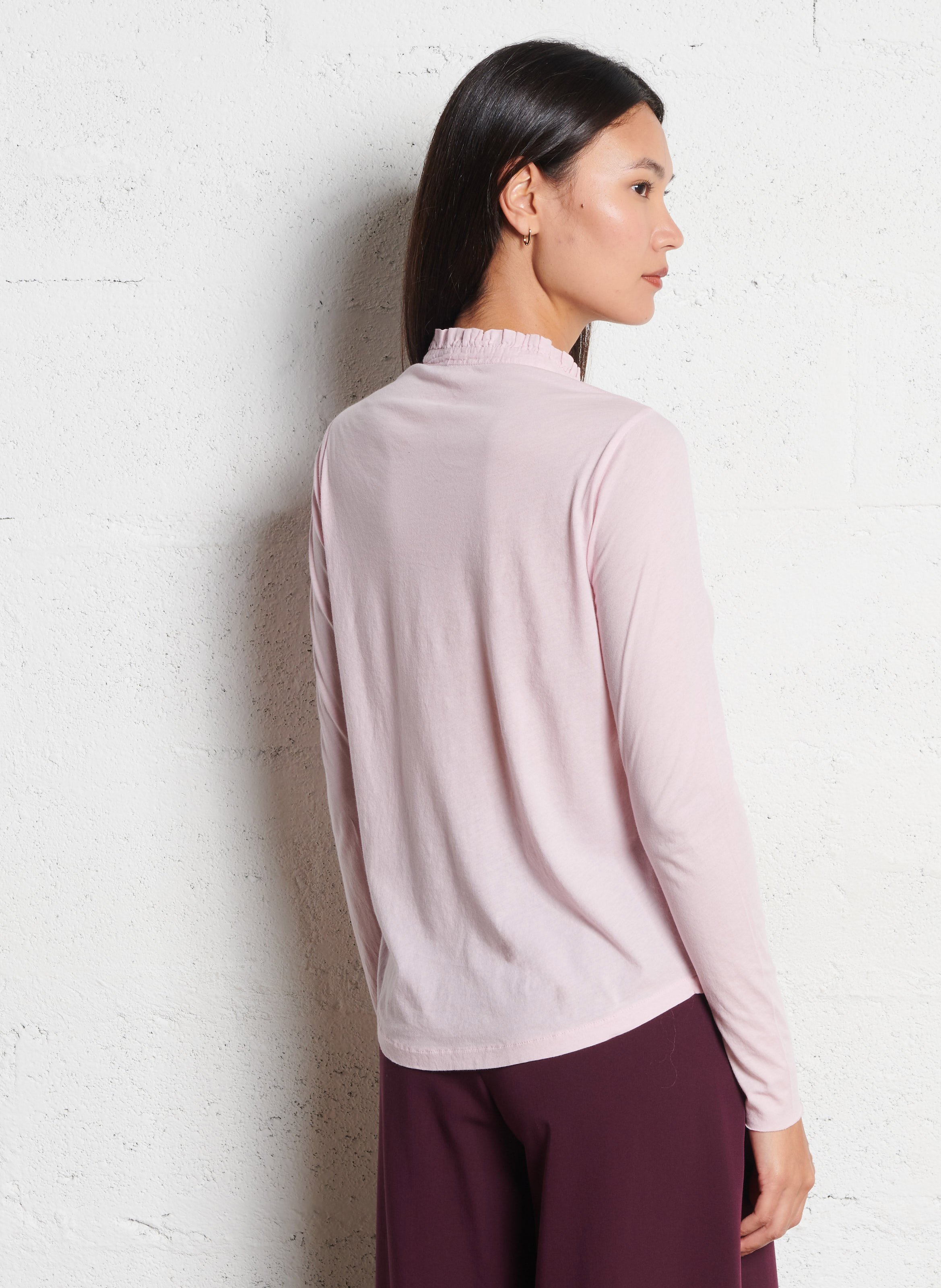 Straight high-neck cotton t-shirt HARTFORD Pink