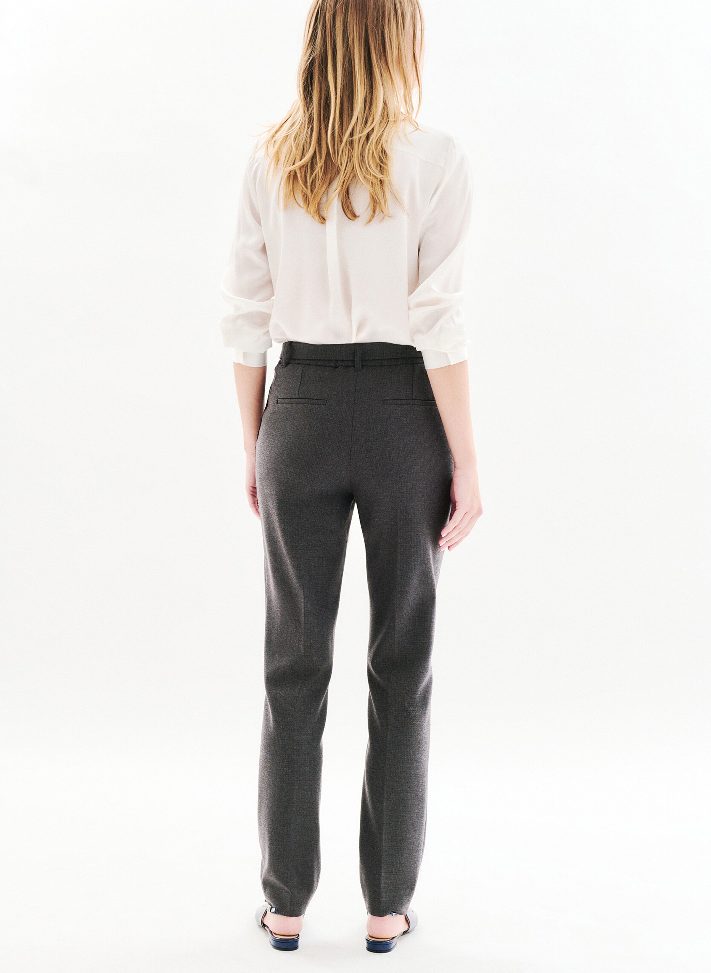 Pantalon cigarette ceinturé CAROLL Gris
