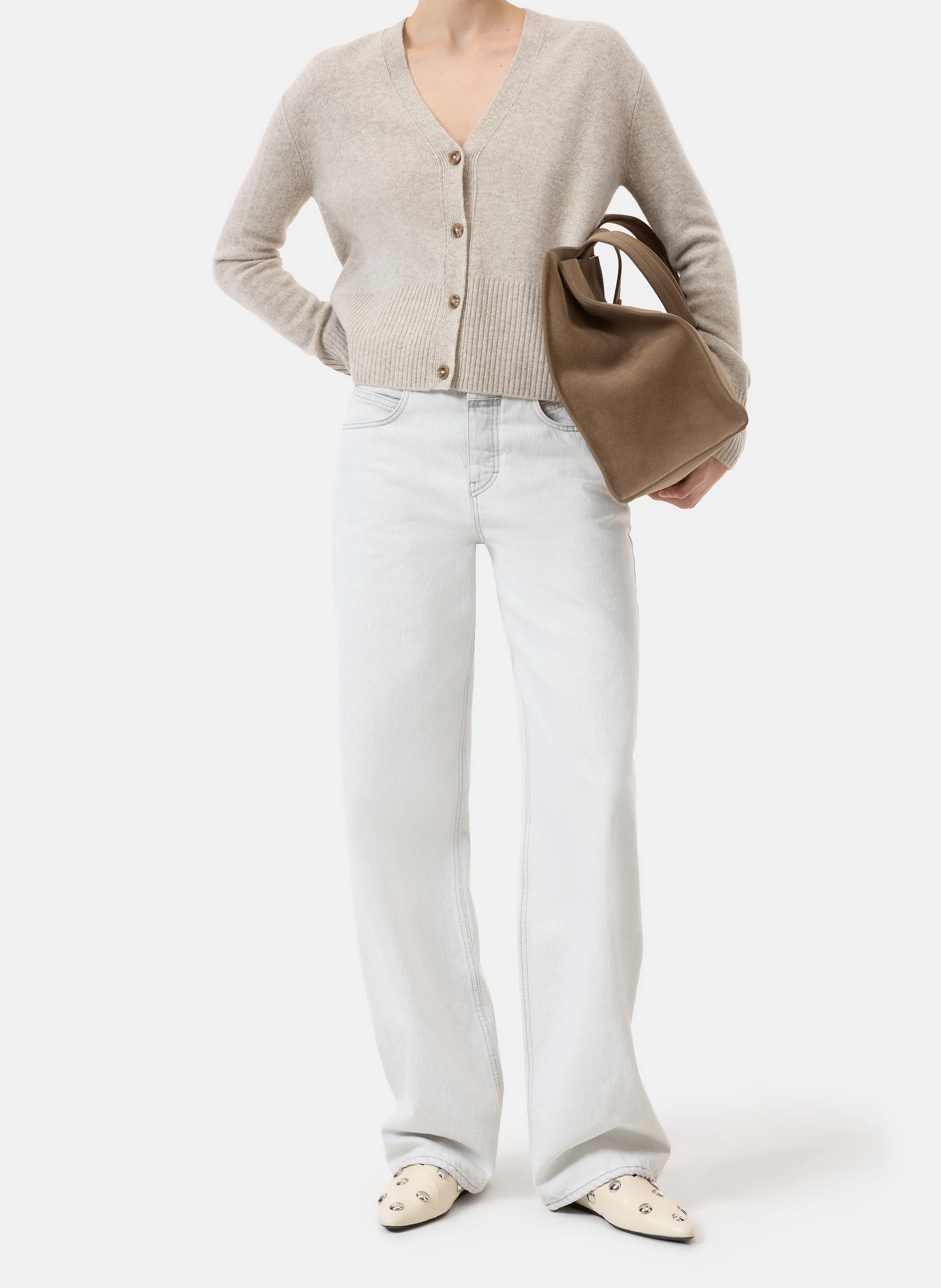 Straight V-neck wool vest CLOSED Beige