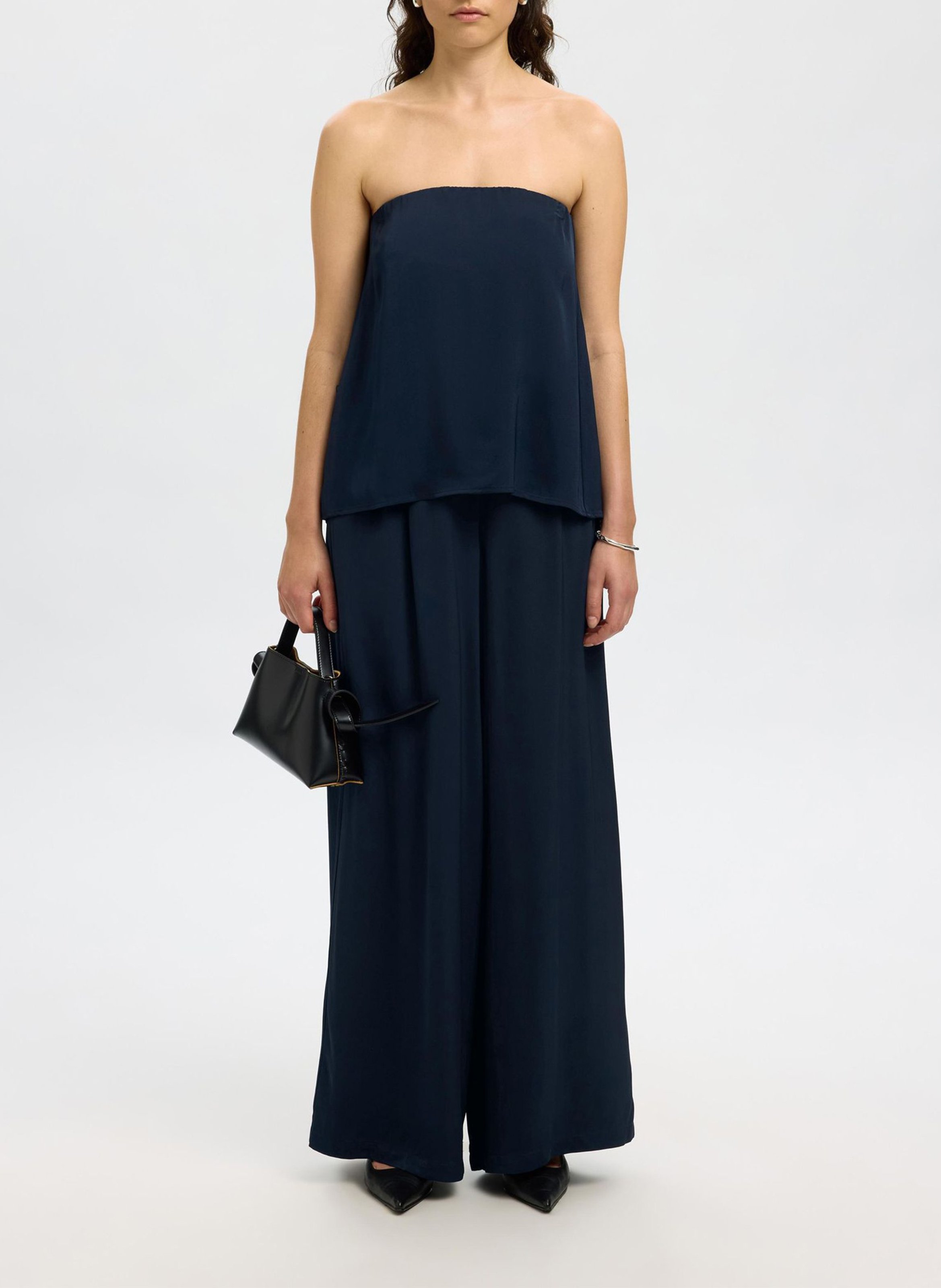 Pantalon large taille haute SELECTED Bleu