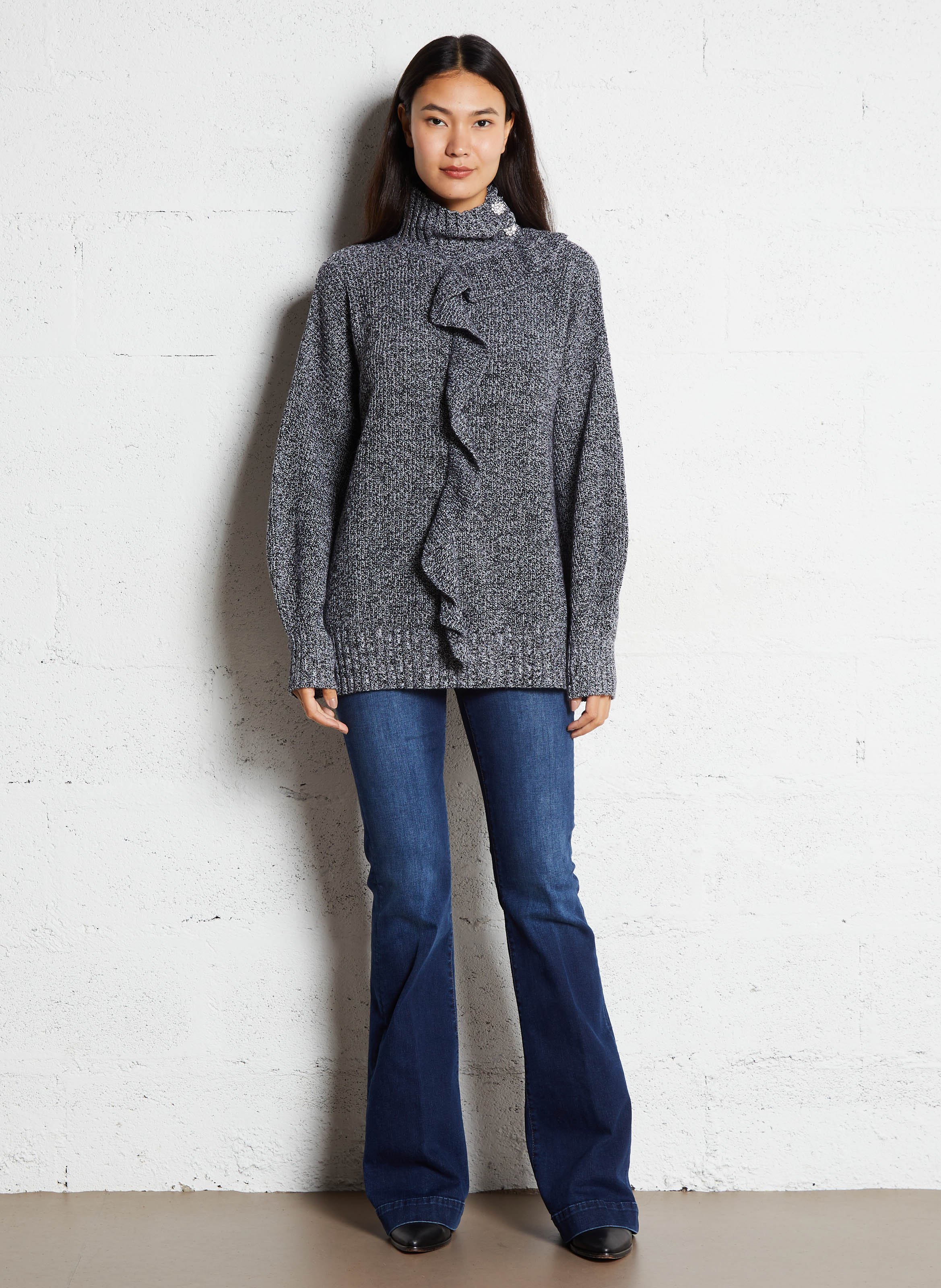 Oversized trui met opstaande kraag Zwart