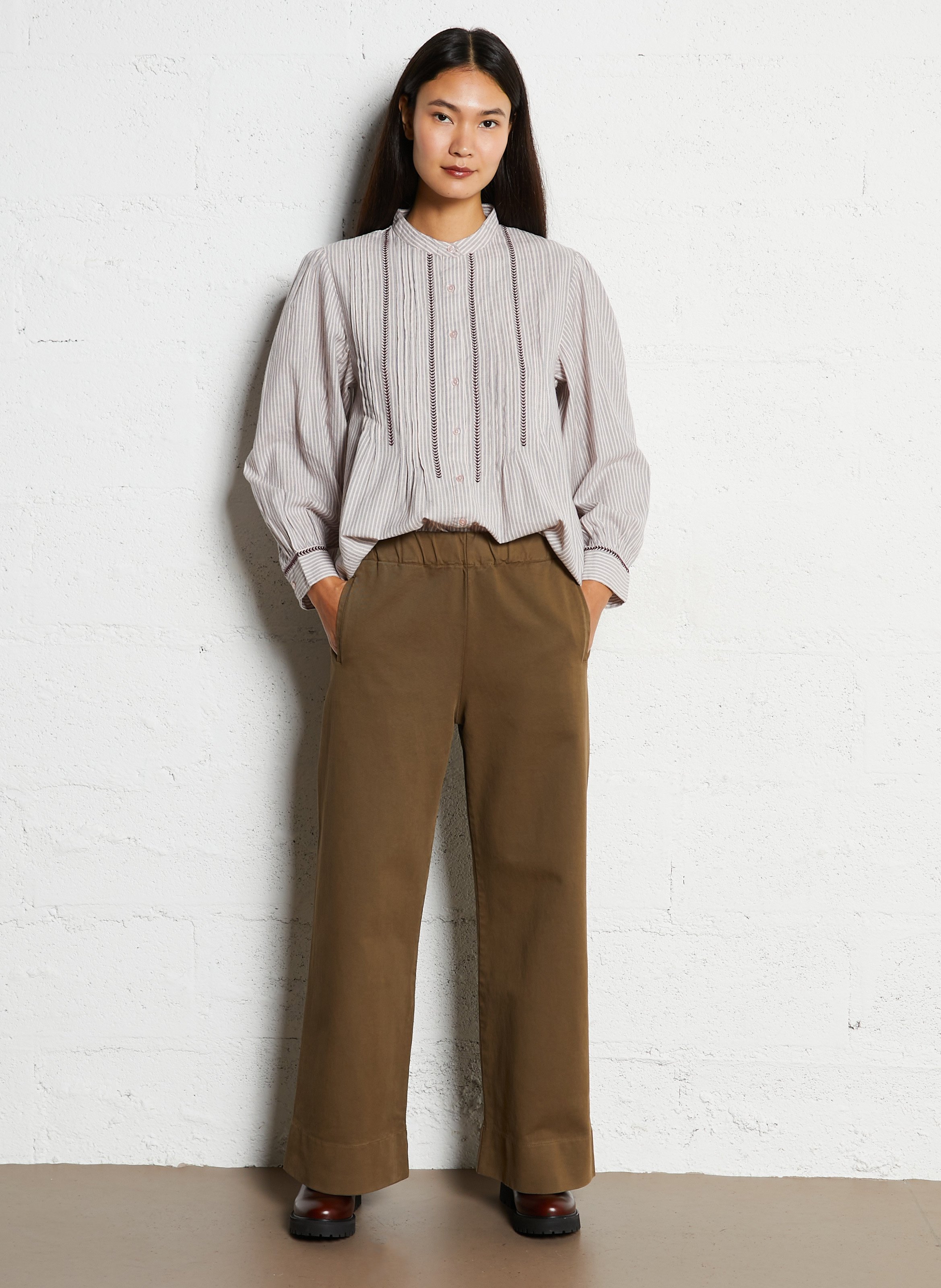 Effen leren enkellaarzen met textuur MAISON TOUFET Bruin