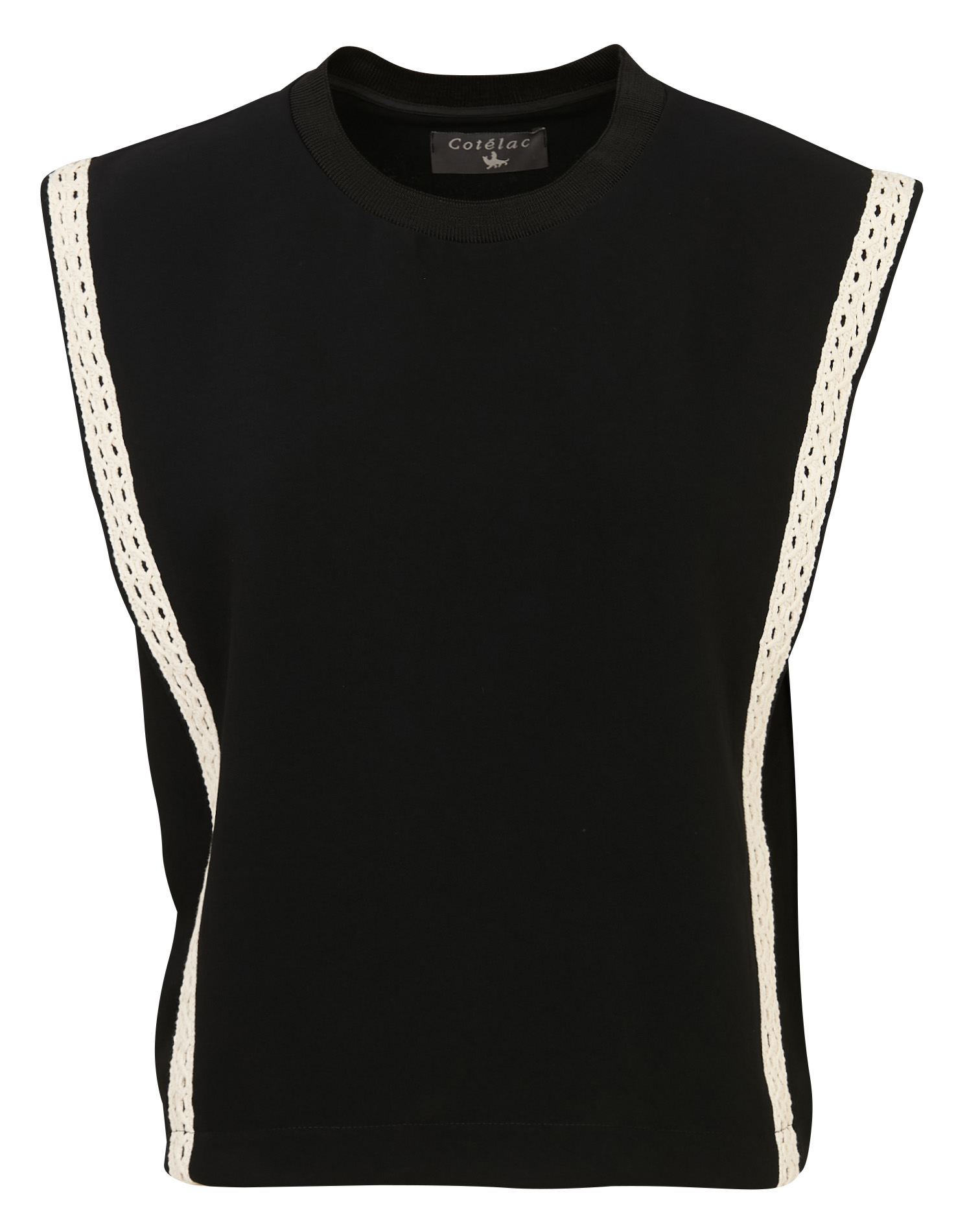 Top met ronde hals in gerecyclede vezels COTELAC Zwart