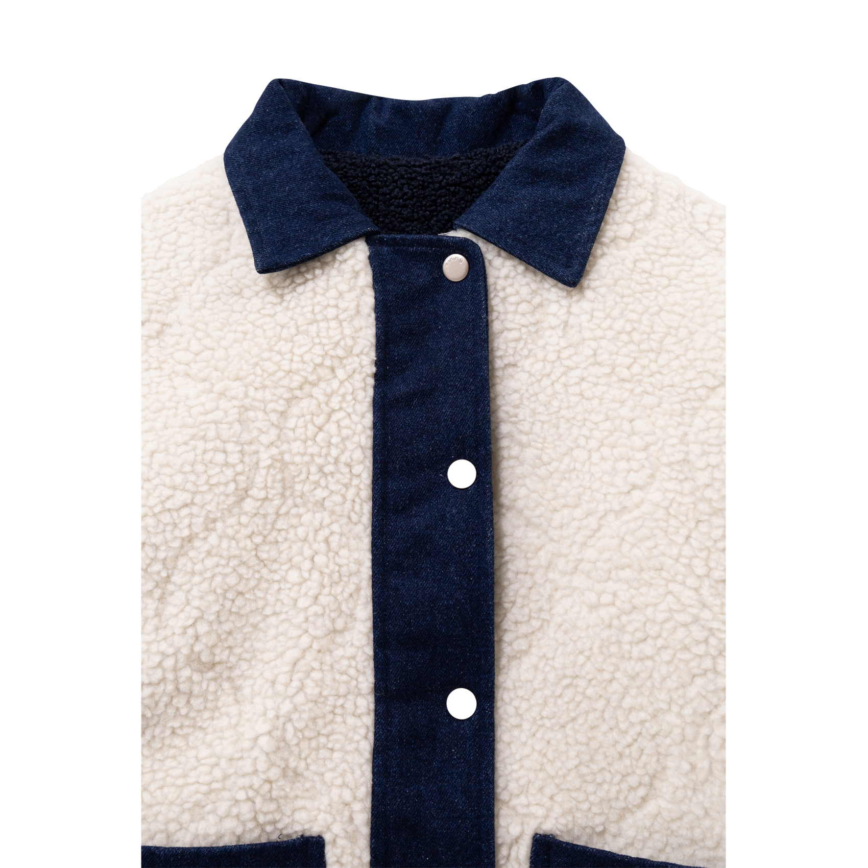 Veste droite col classique en sherpa IKKS JUNIOR Bleu