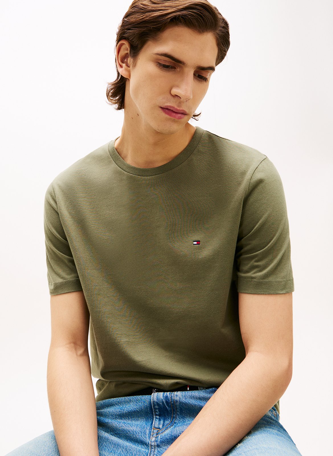 Tee-shirt à col rond en coton TOMMY HILFIGER Vert