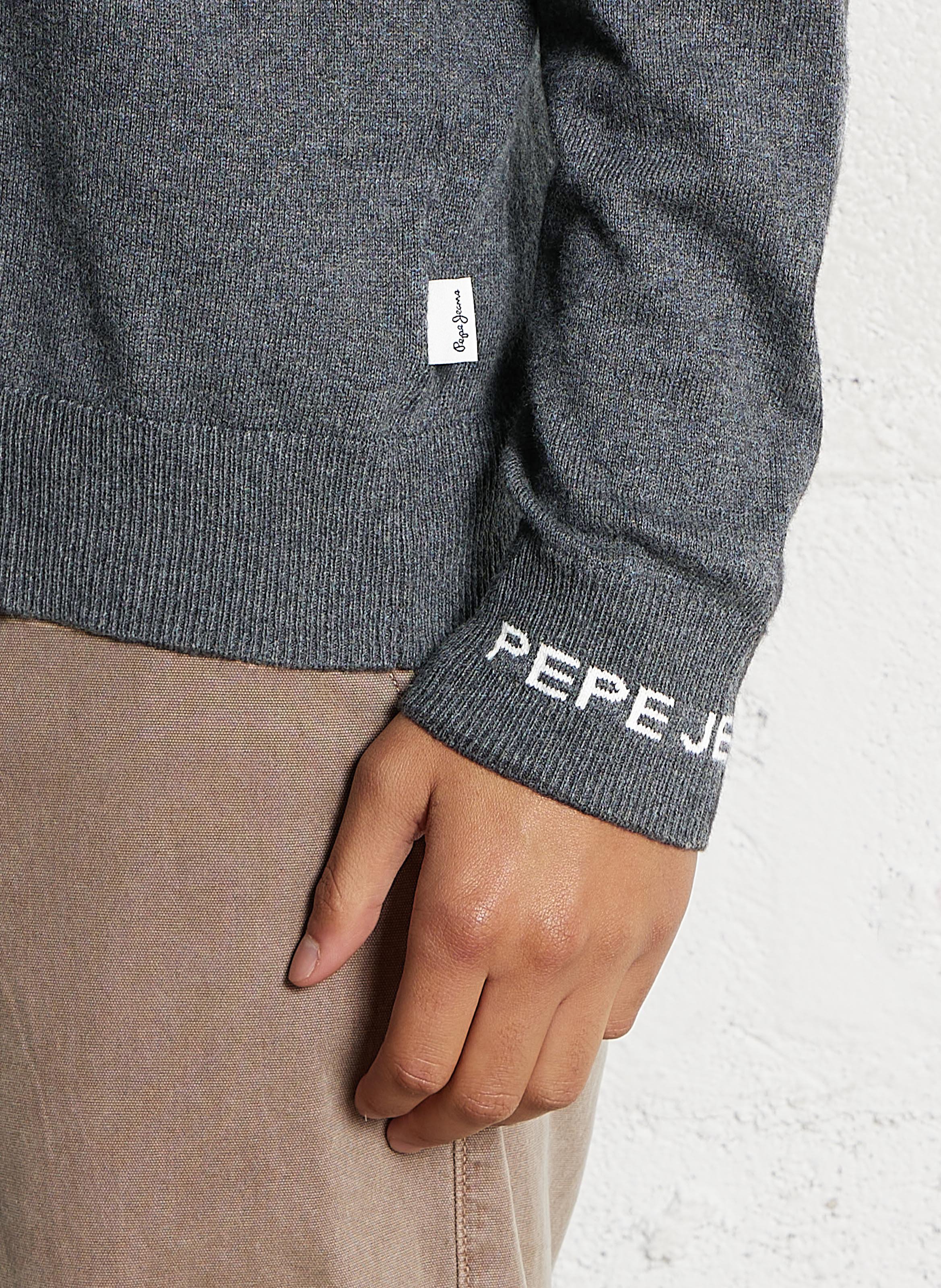 Gerader Pullover mit Stehkragen aus Baumwolle und Kaschmir PEPE JEANS Grau