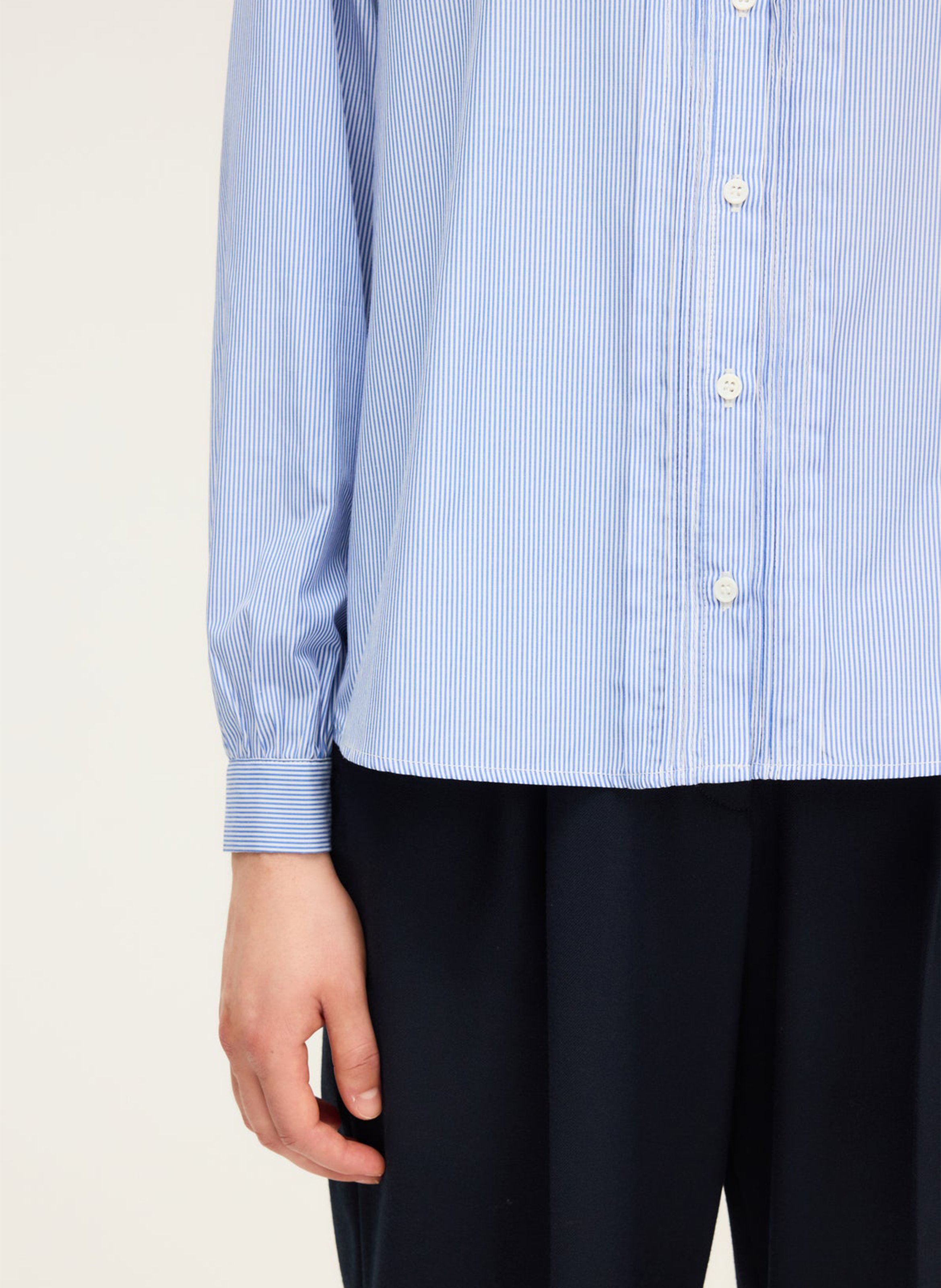 Striped cotton shirt with lace collar PABLO Blue