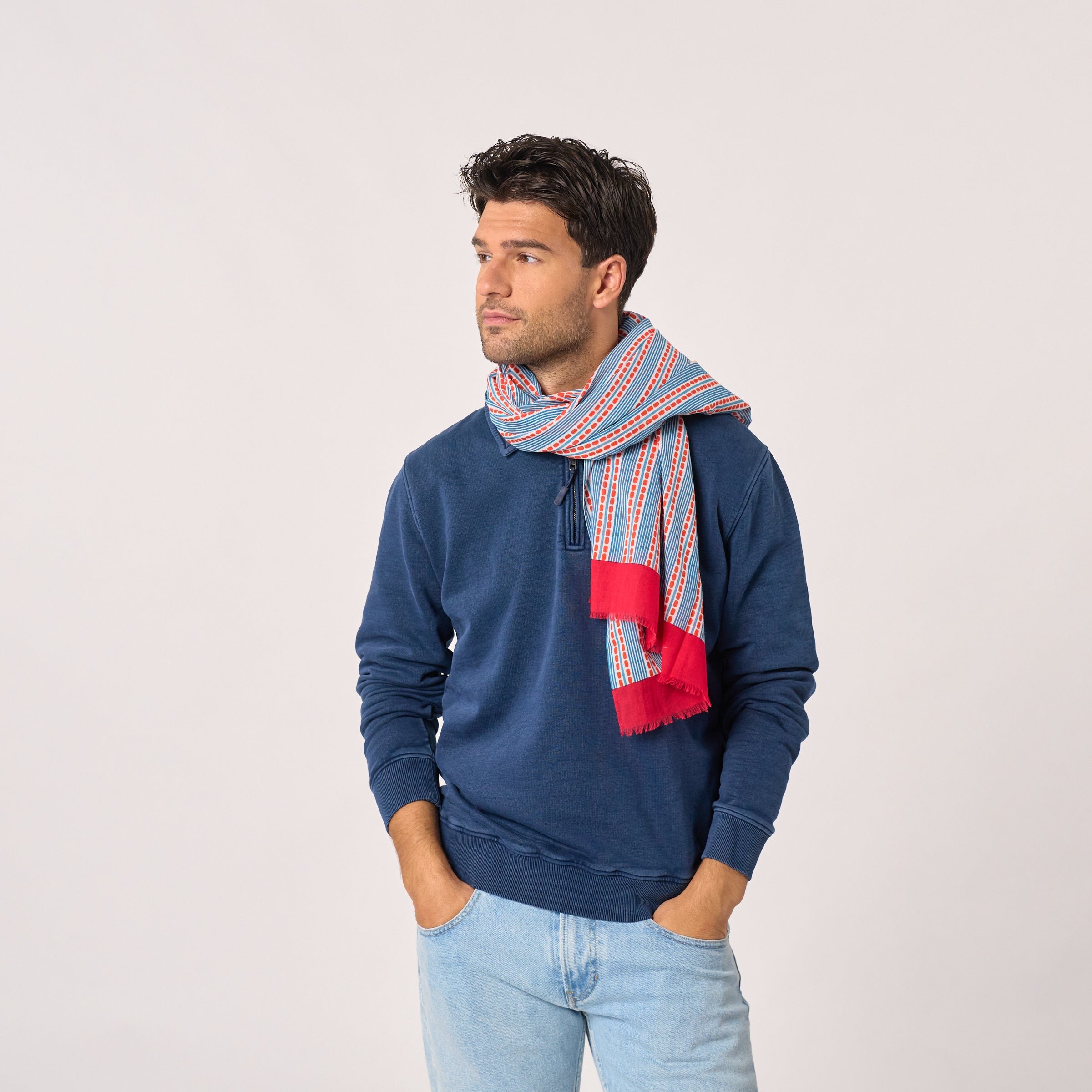 Organic cotton scarf BILLYBELT Blue