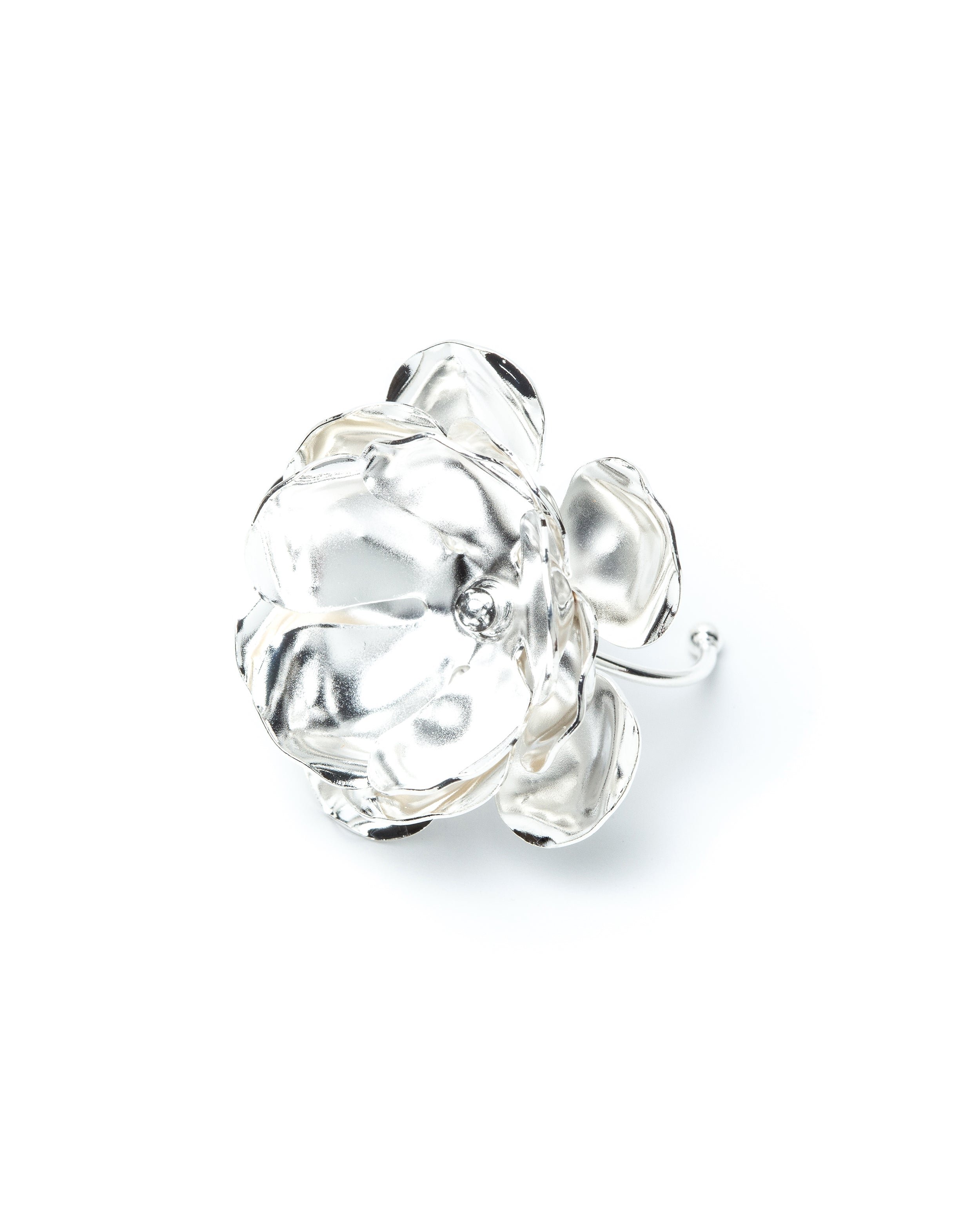 AGLAÉ - Silver-plated flower maxi ring MONSIEUR SIMONE Silver